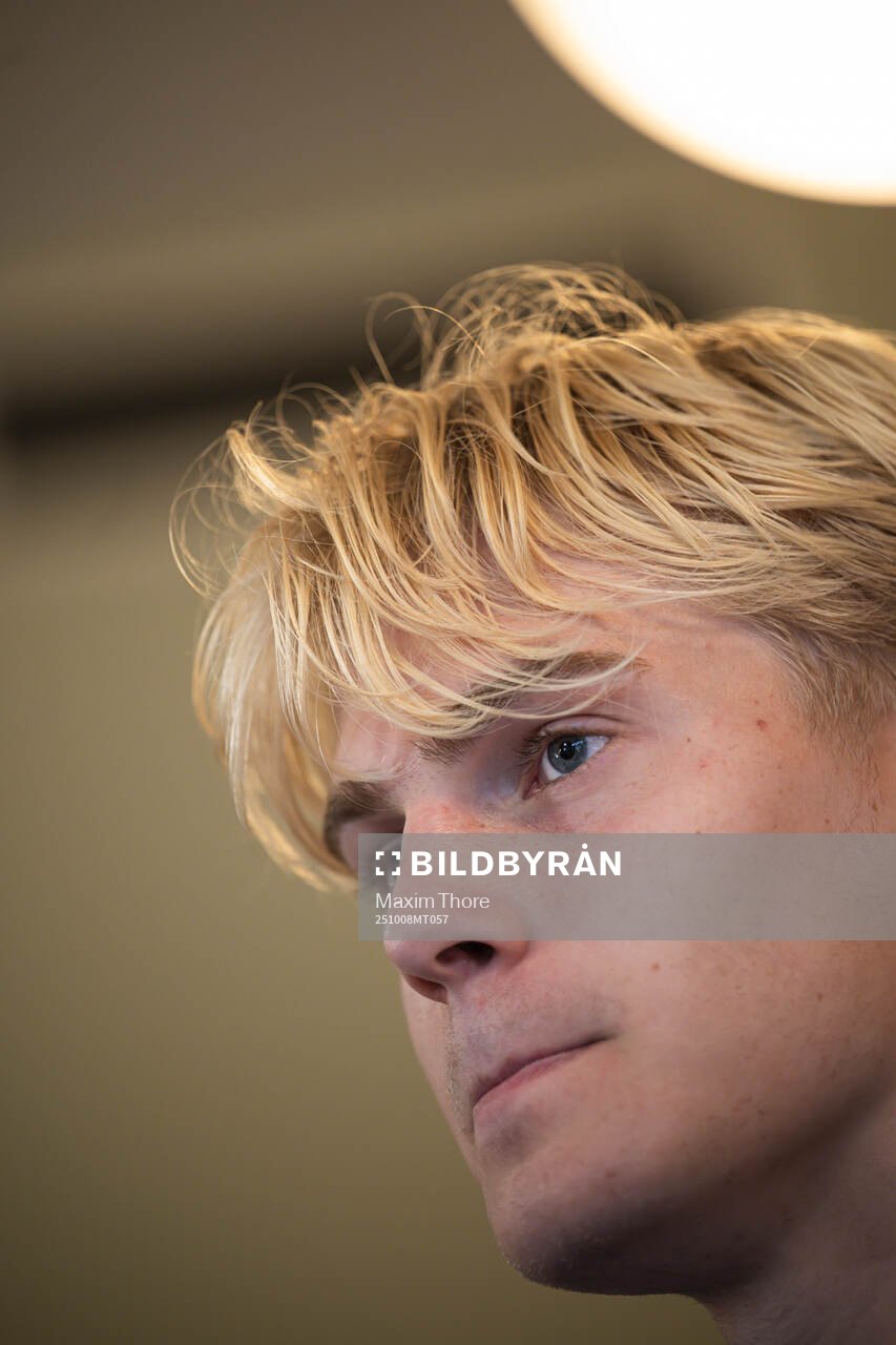 Lucas Bergvall of the Swedish national football team in a