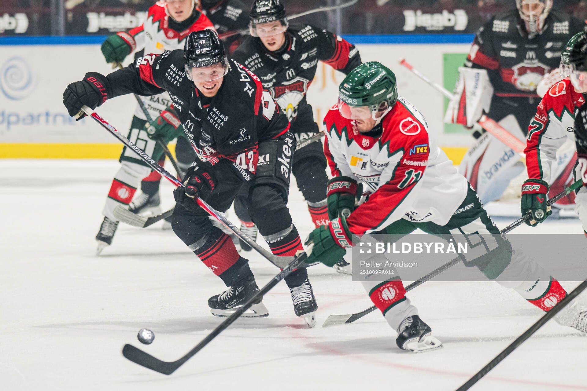 Malmö Redhawks Robin Salo och Frölundas Ivar Stenberg