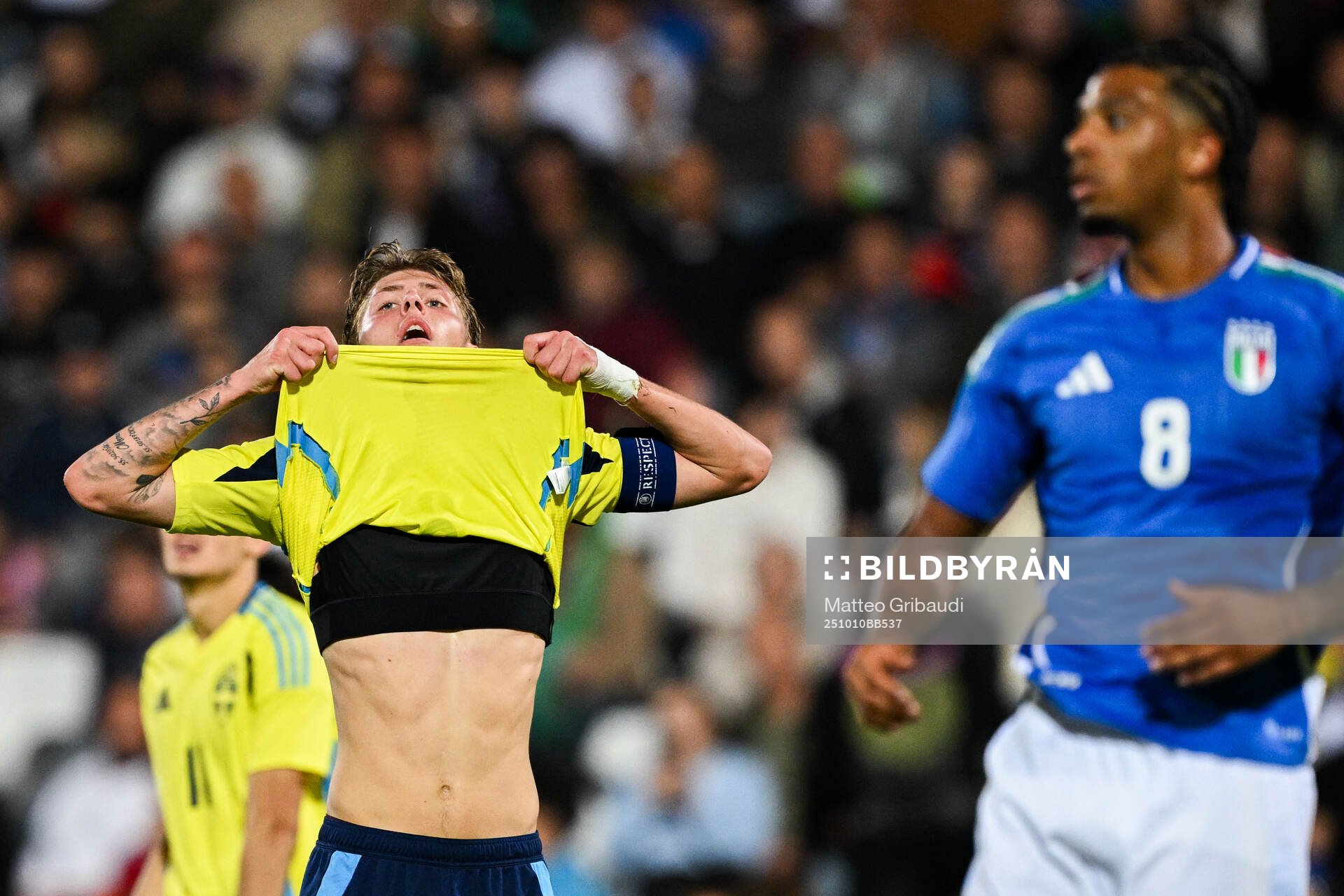 Lukas Bjorklund of Sweden looks dejected