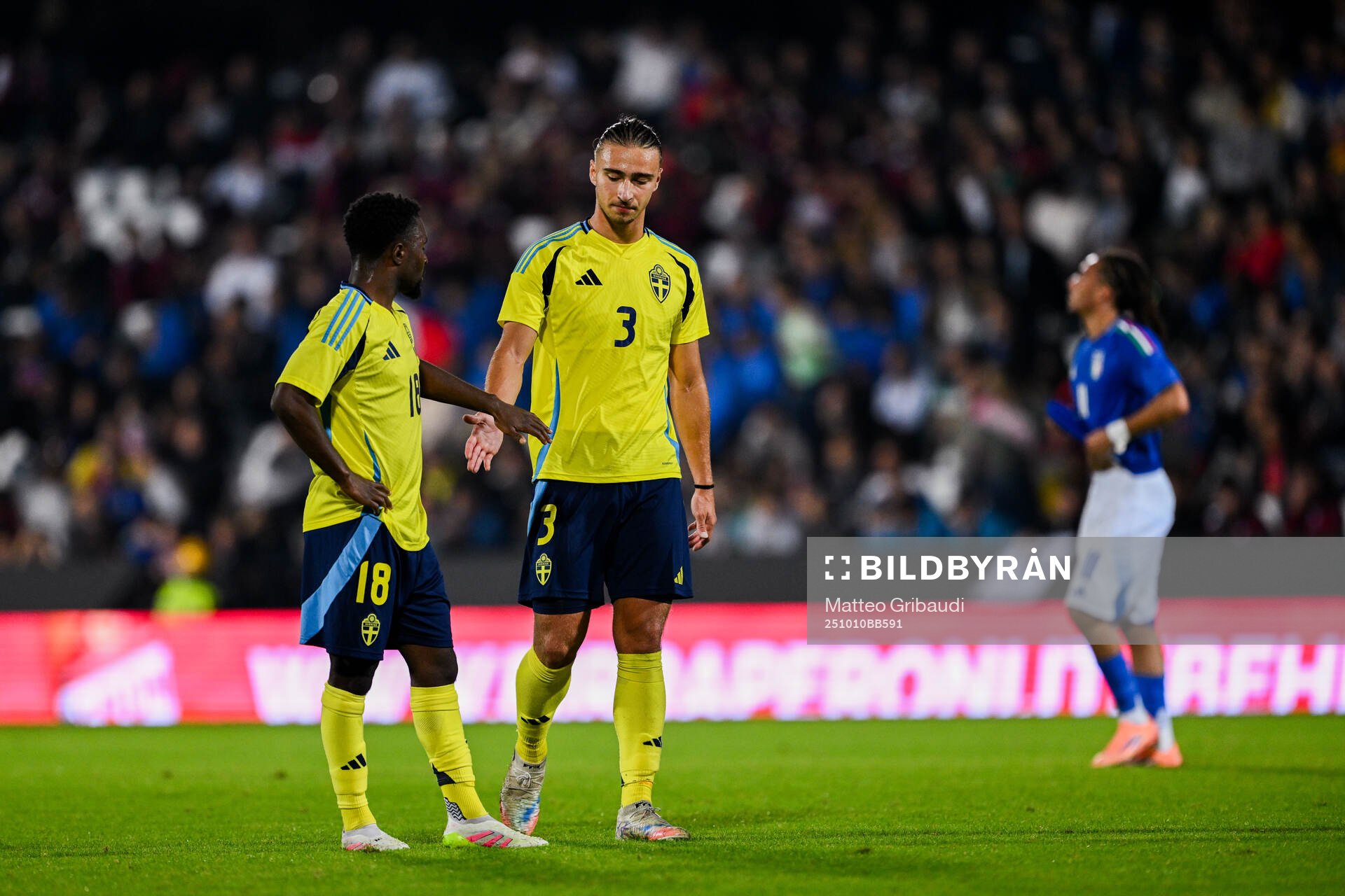 Jardell Kanga and Elison Makolli of Sweden looks dejected
