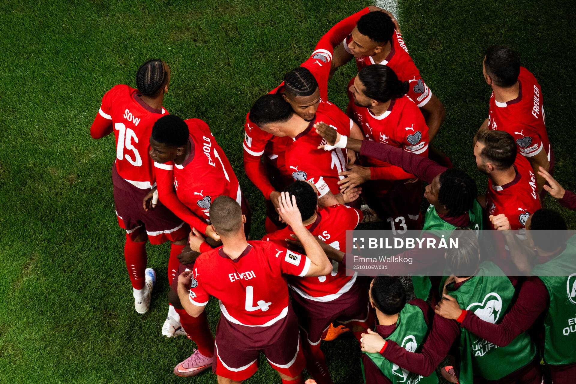 Granit Xhaka of Switzerland celebrates with team mates
