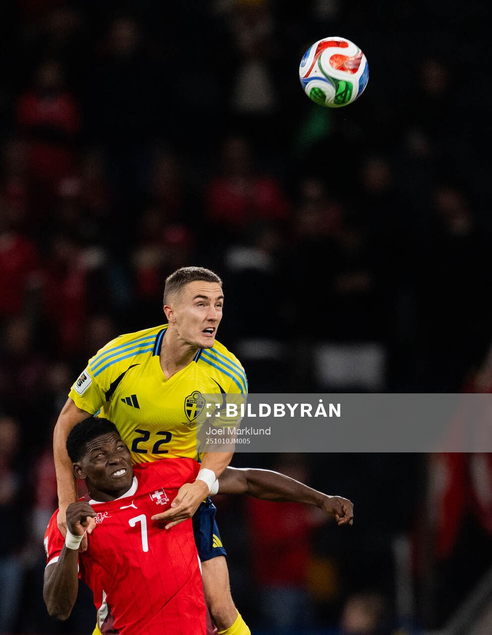 Breel Embolo of Switzerland and Gustaf Lagerbielke of Sweden