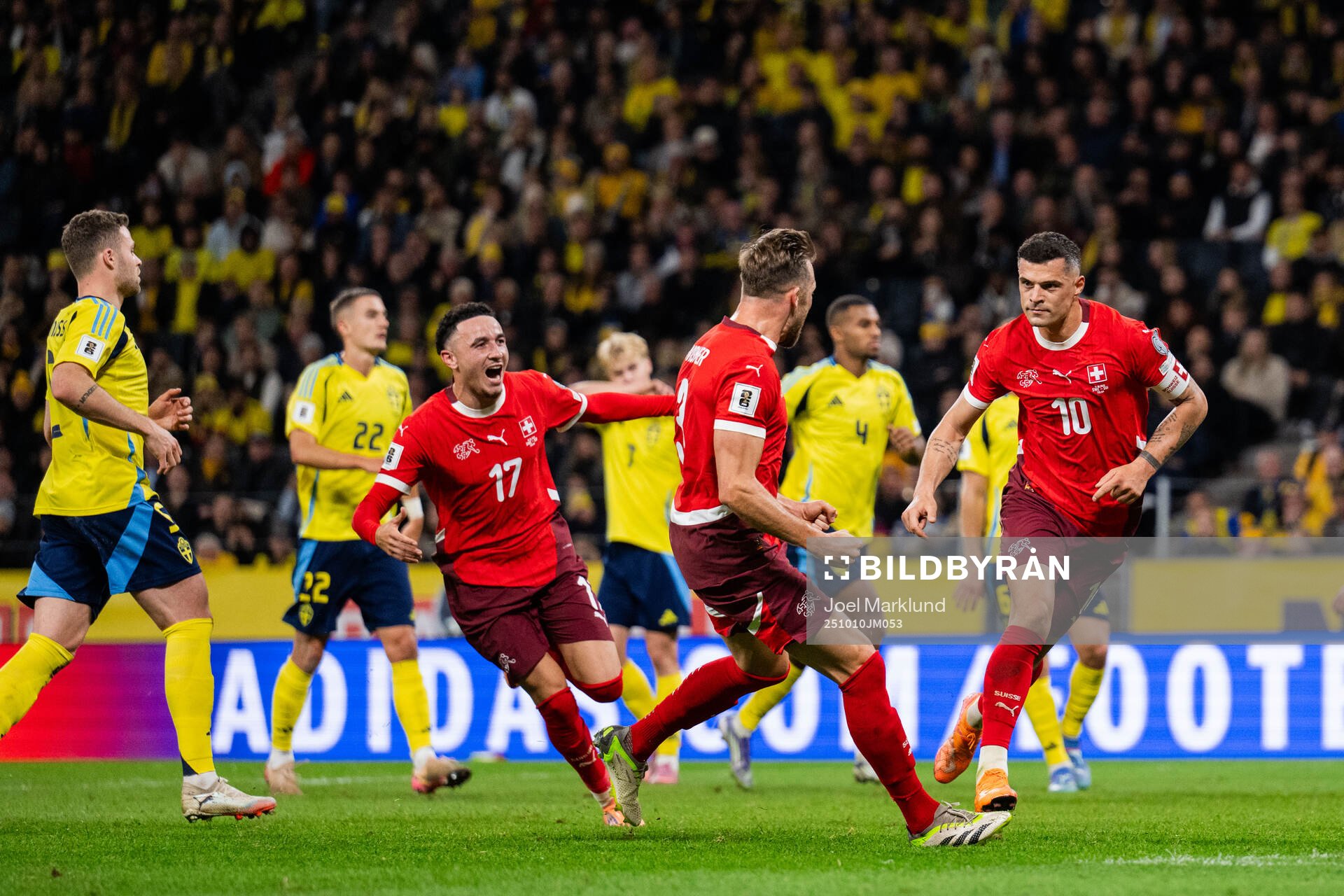 Ruben Vargas, Silvan Widmer, and Granit Xhaka of