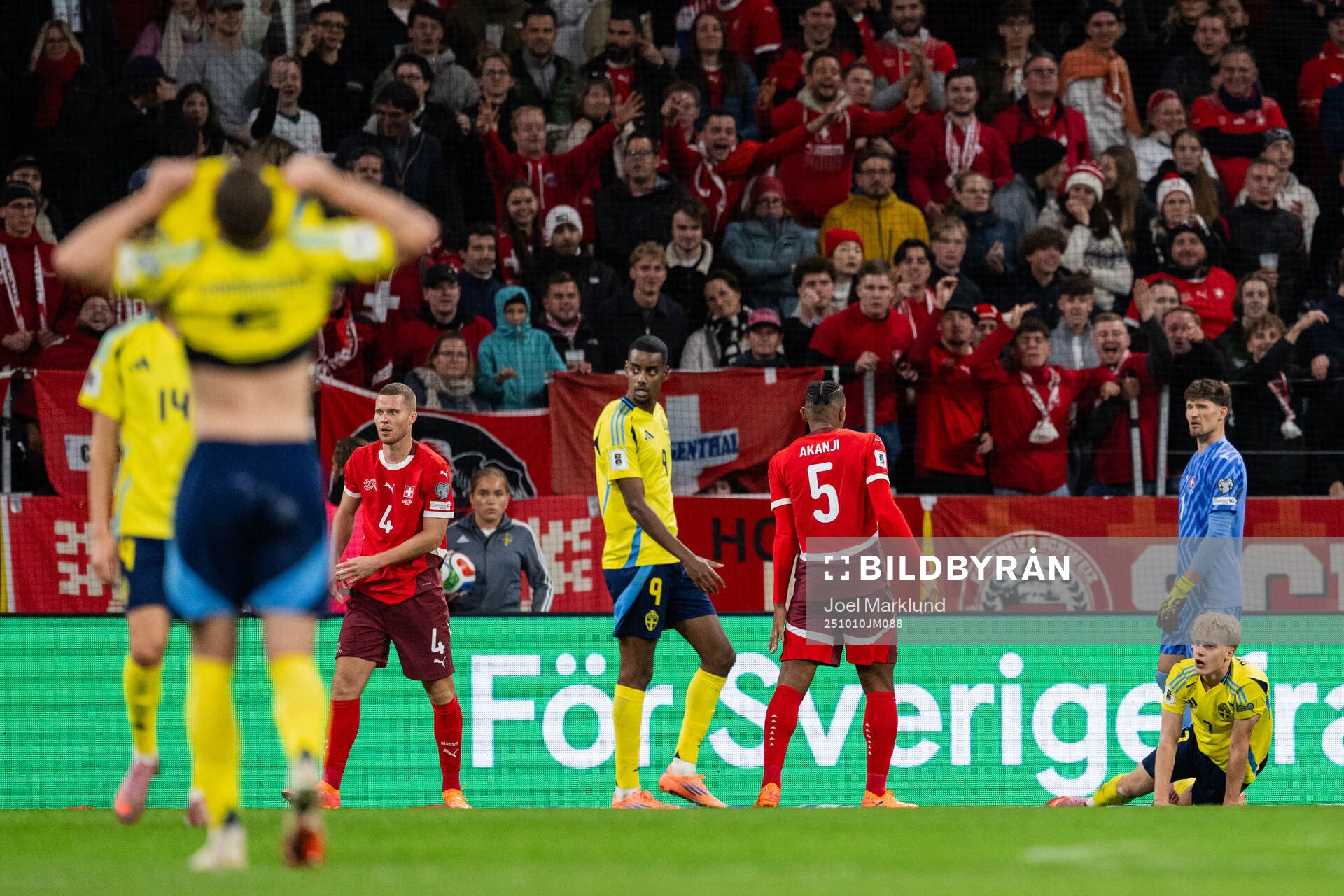 Alexander Isak and Lucas Bergvall of Sweden looks dejected