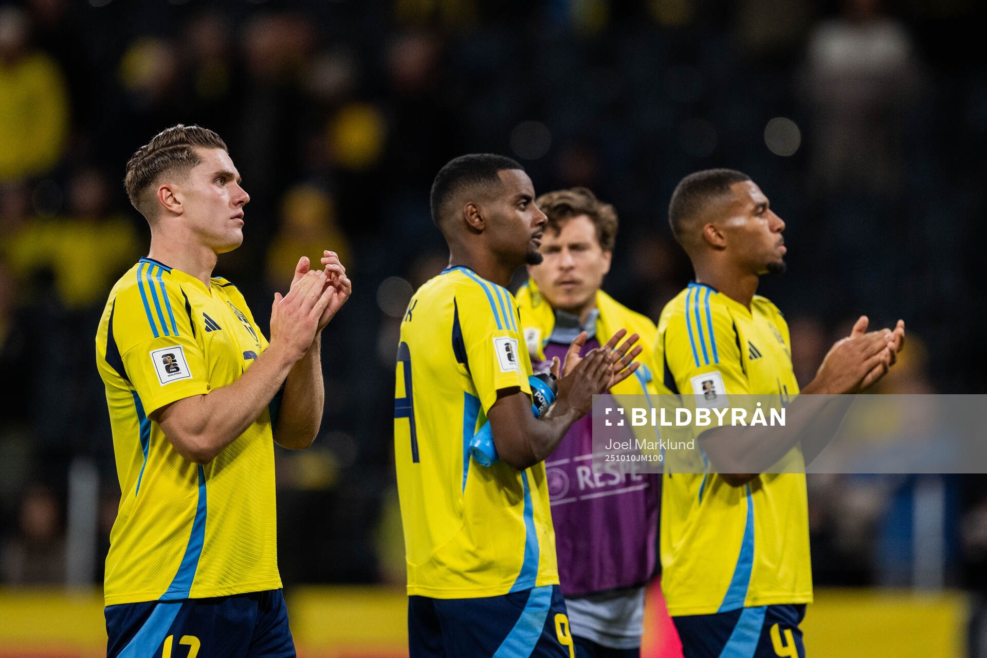 Viktor Gyökeres, Alexander Isak, and Isak Hien of Sweden