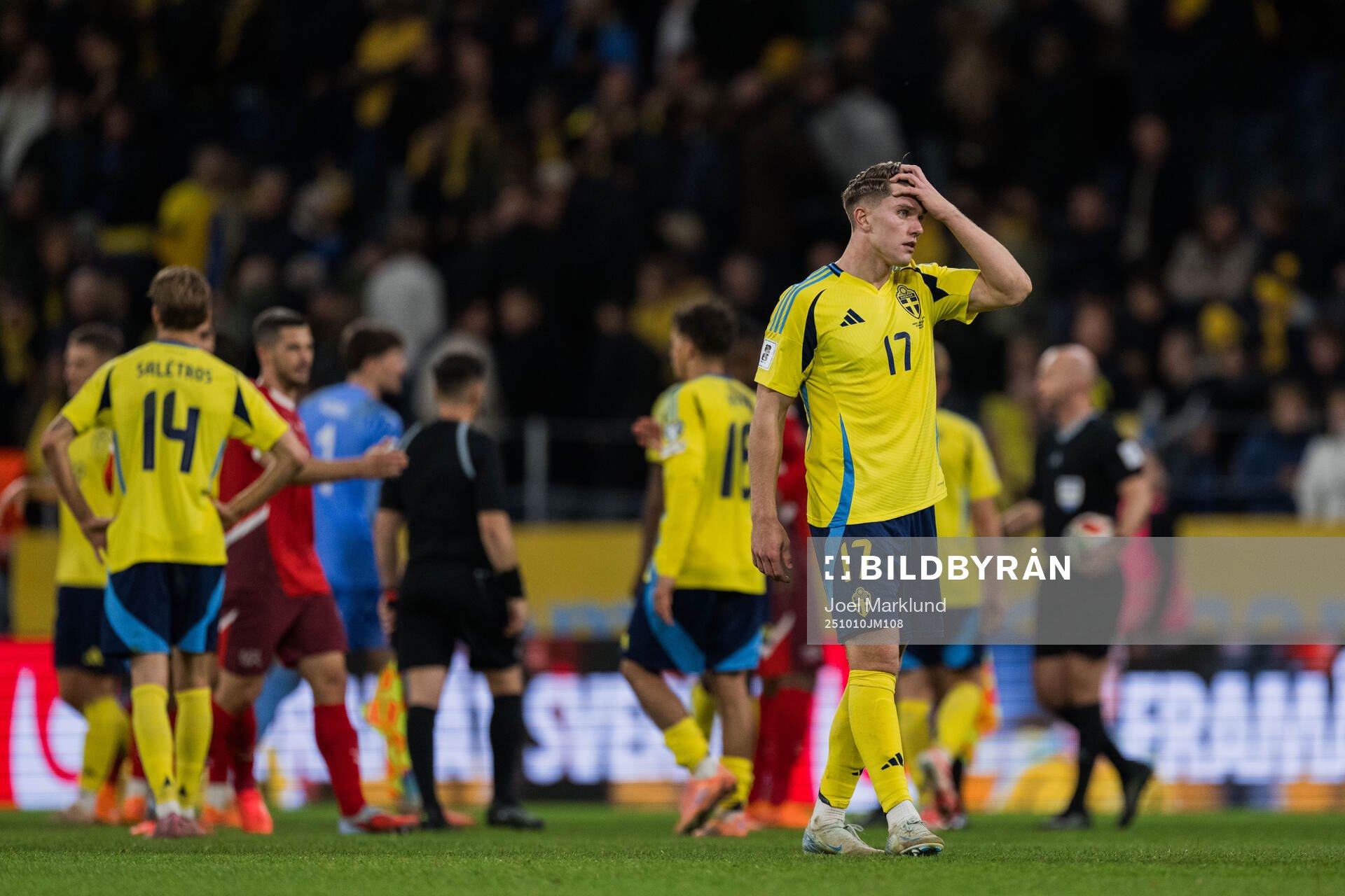 Viktor Gyökeres of Sweden looks dejected