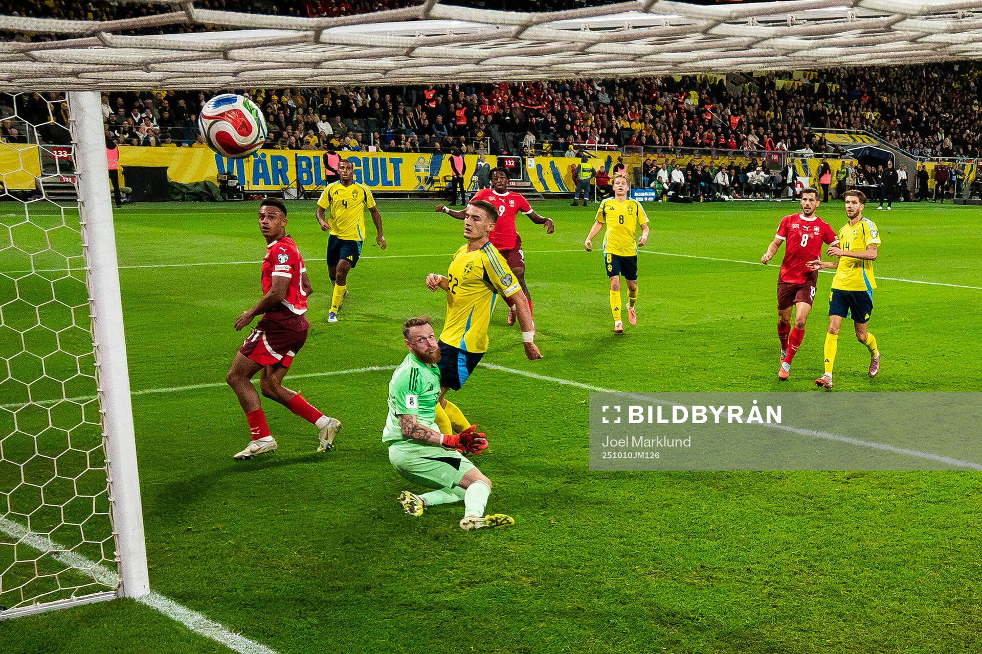 Johan Manzambi of Switzerland scores 0-2 behind goalkeeper