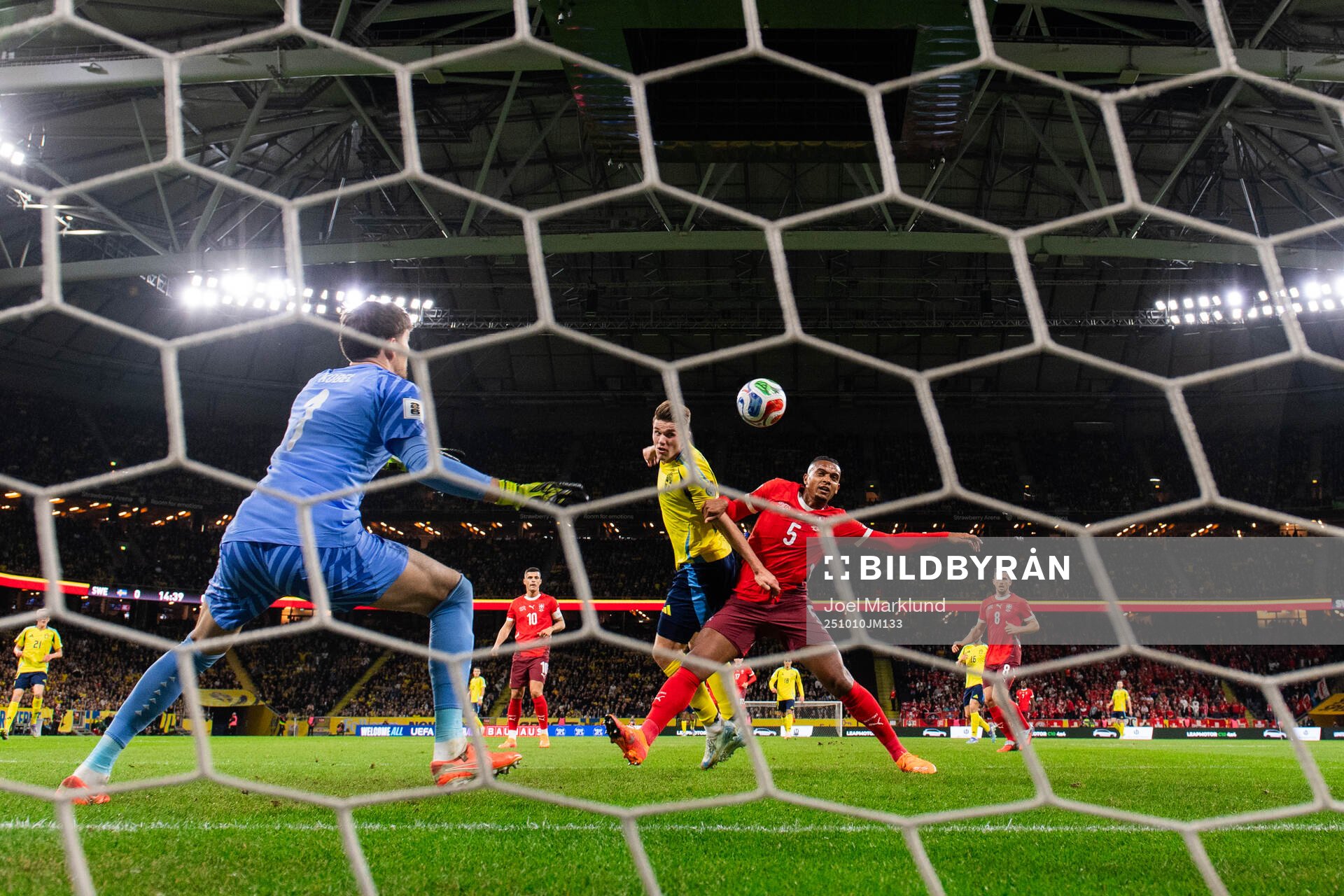 Goalkeeper Gregor Kobel and Manuel Akanji of Switzerland