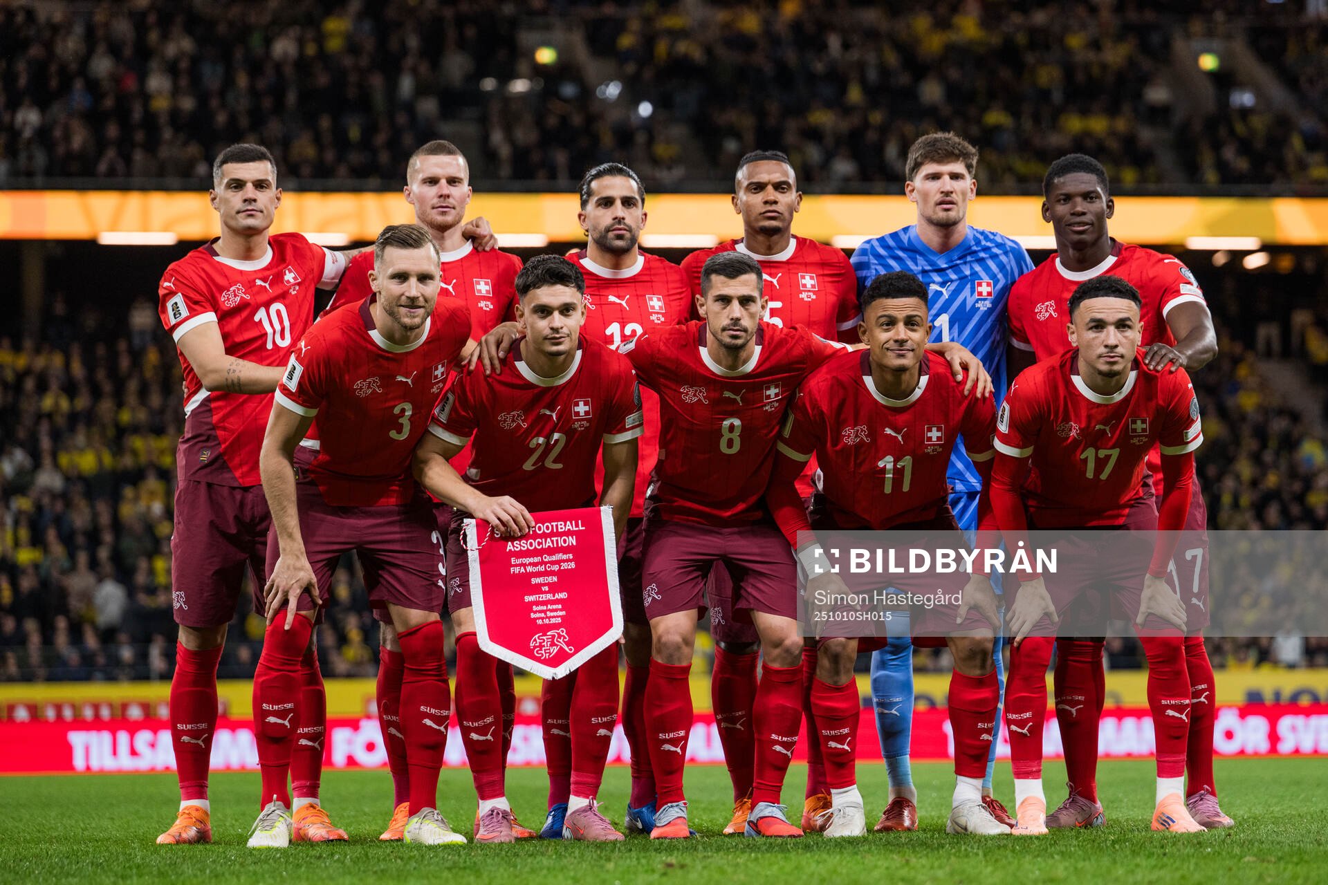The starting eleven of of Switzerland pose for a picture