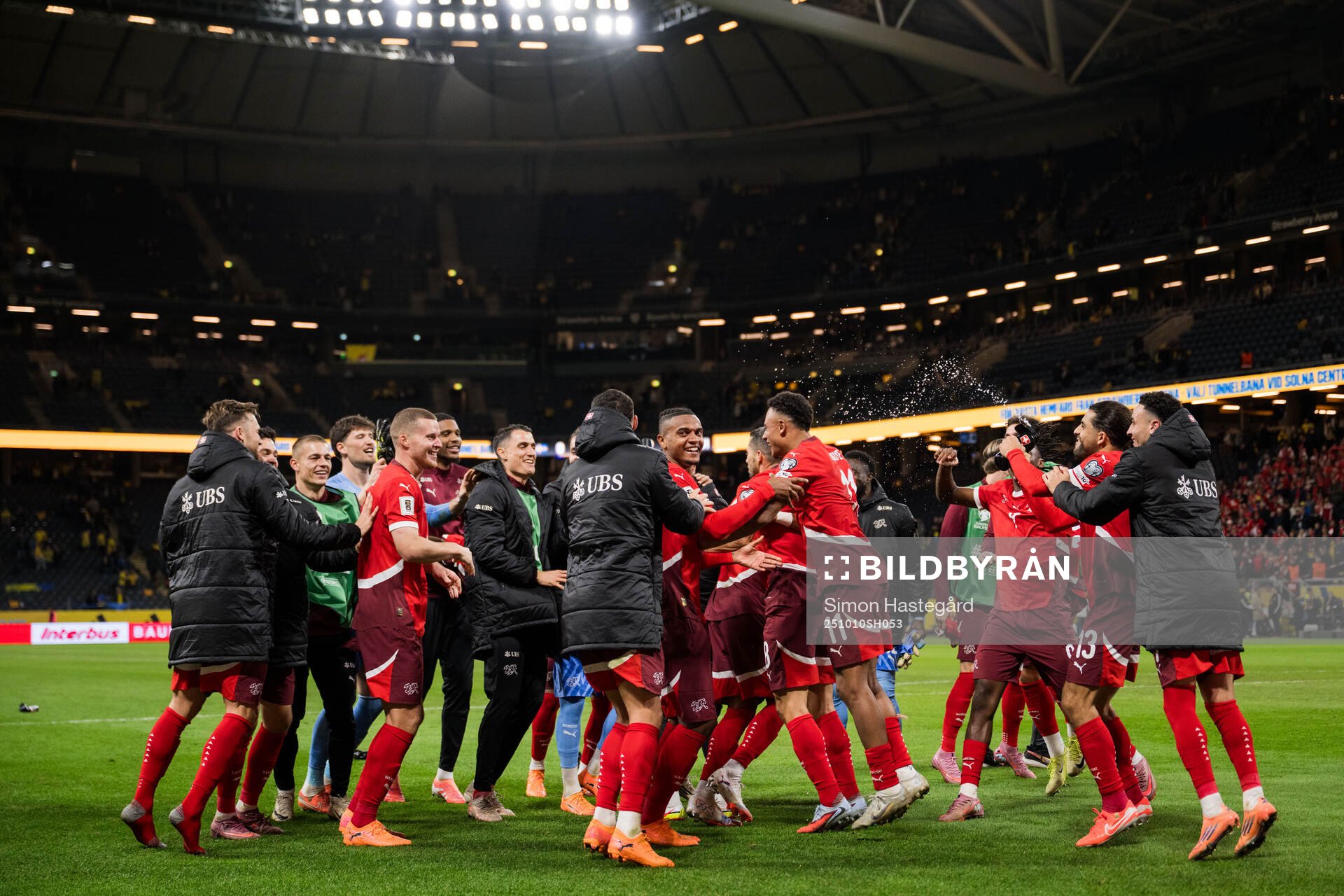 Players of of Switzerland celebrate