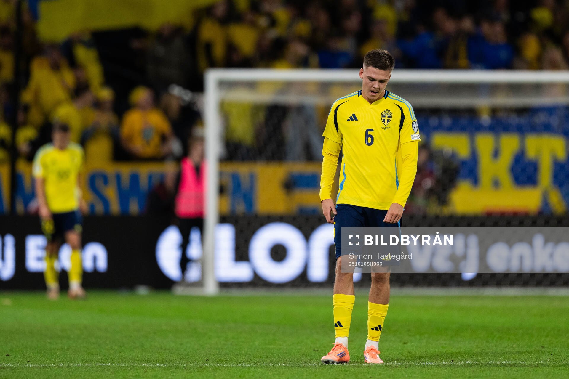 Emil Holm of Sweden looks dejected