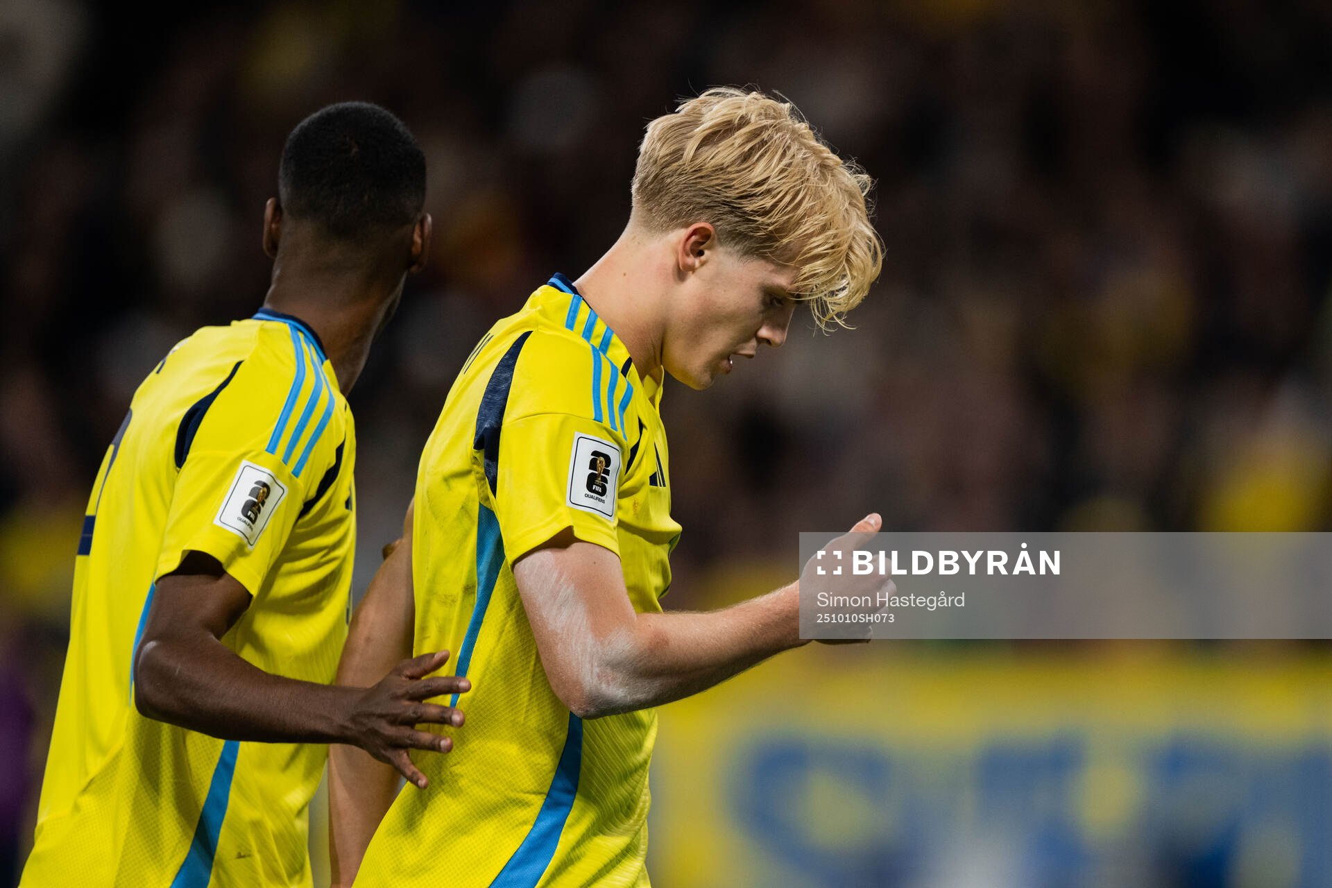 Alexander Isak and Lucas Bergvall of Sweden looks dejected