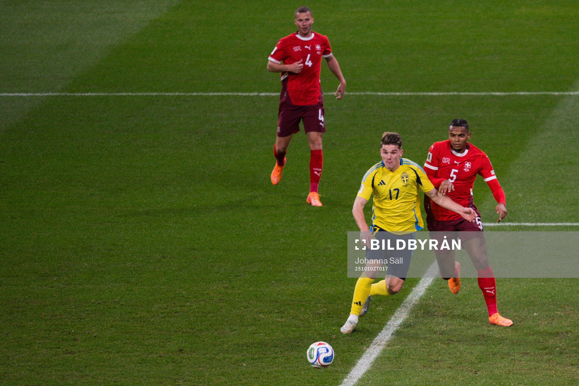 Nico Elvedi and Manuel Akanji of Switzerland against Viktor