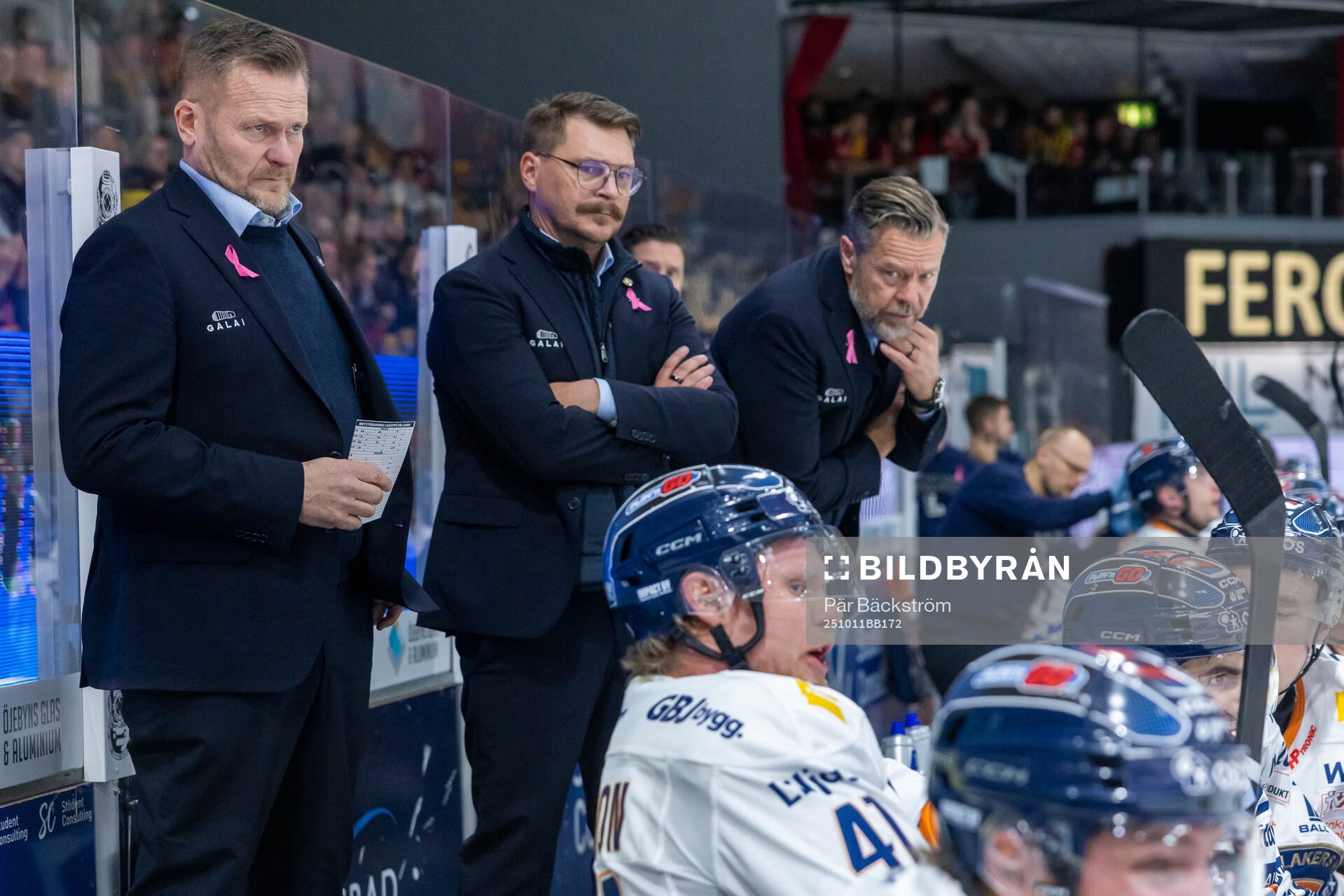 Växjös tränare Joakim Fagervall, Björn Hellqvist och
