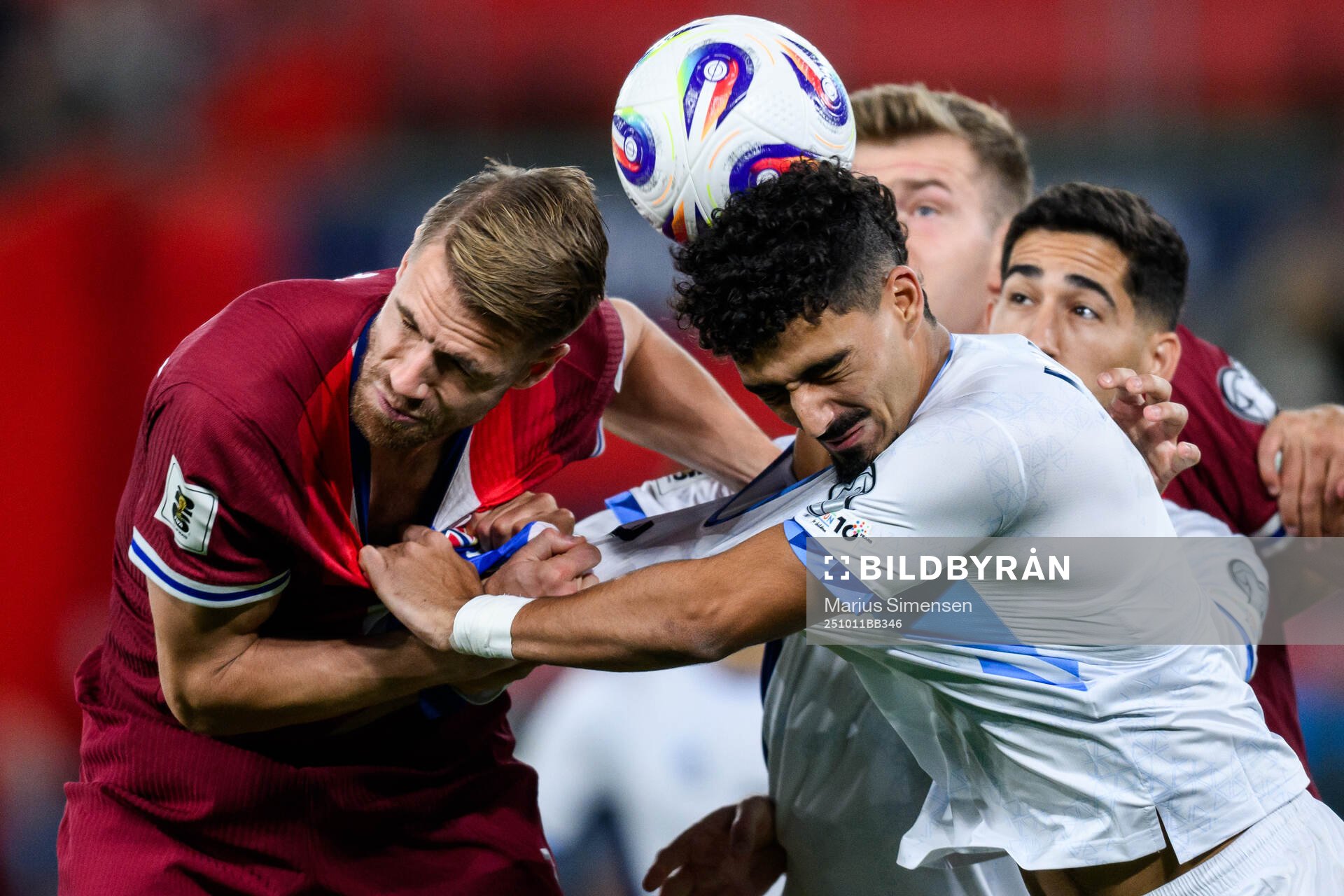 Kristoffer Ajer of Norway and Roy Revivo of Israel