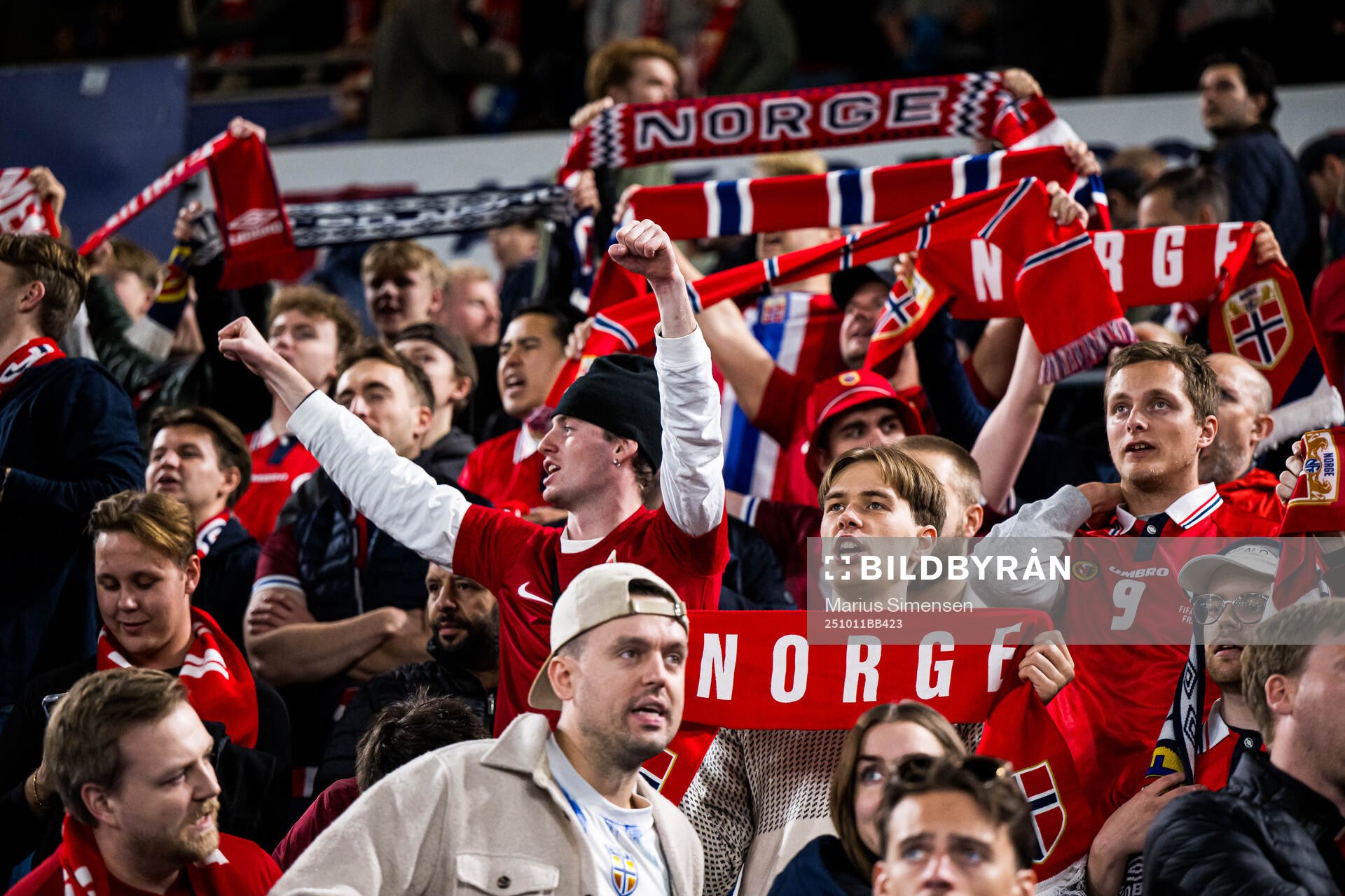 Spectators in the stands celebrates