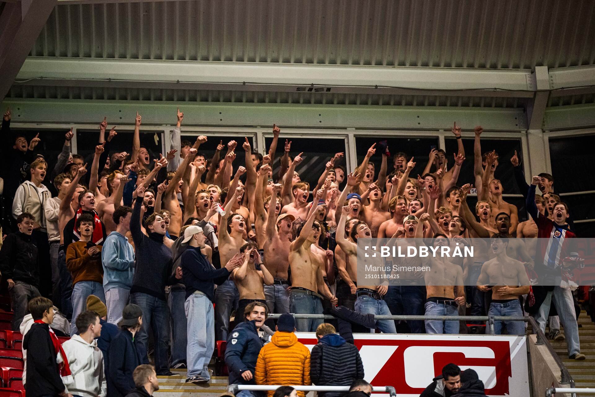 Spectators in the stands celebrates