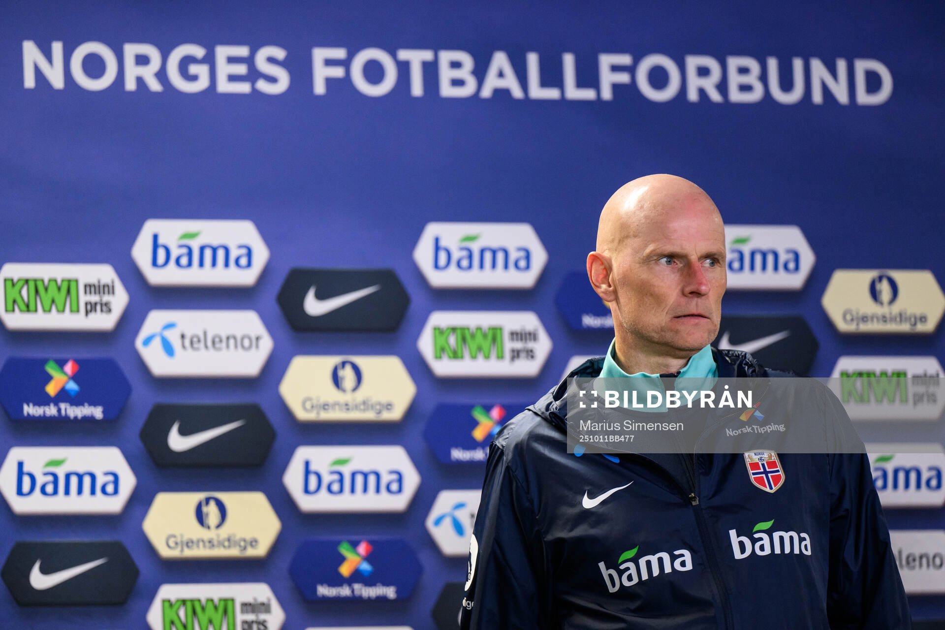 Head coach Ståle Solbakken of Norway at a press conference