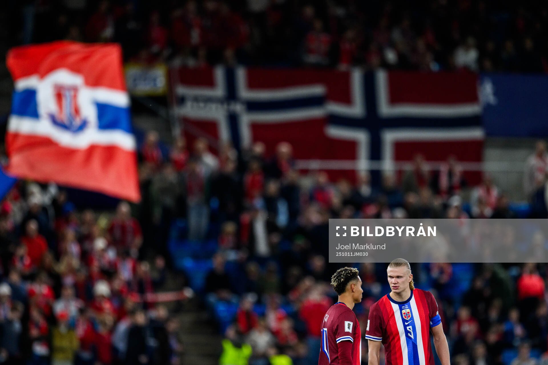 Antonio Nusa and Erling Braut Haaland of Norway
