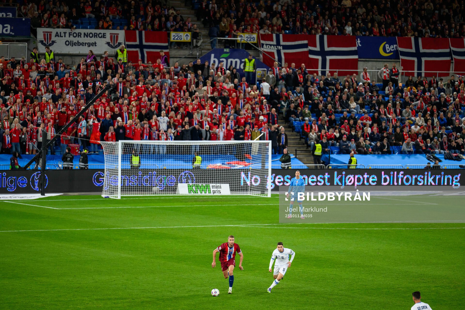 Kristoffer Ajer of Norway and Oscar Gloukh of Israel