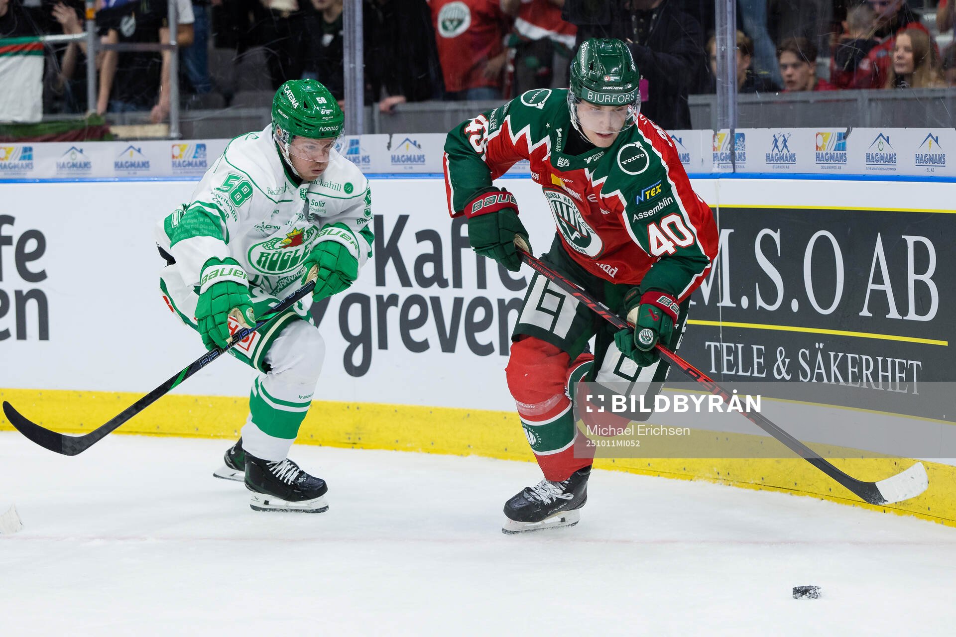 Rögles Filip Johansson och Frölundas Jacob Peterson