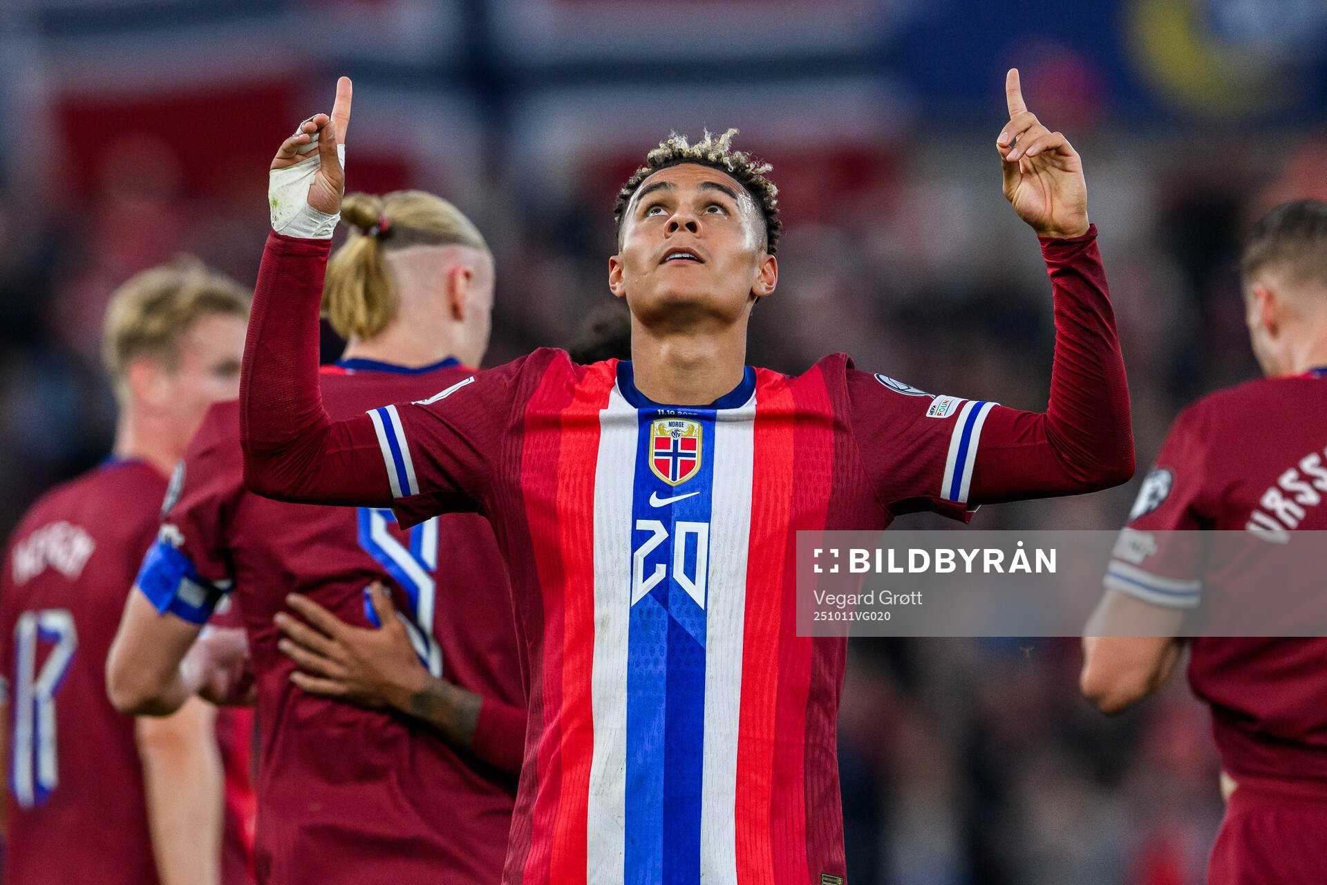 Antonio Nusa of Norway celebrates