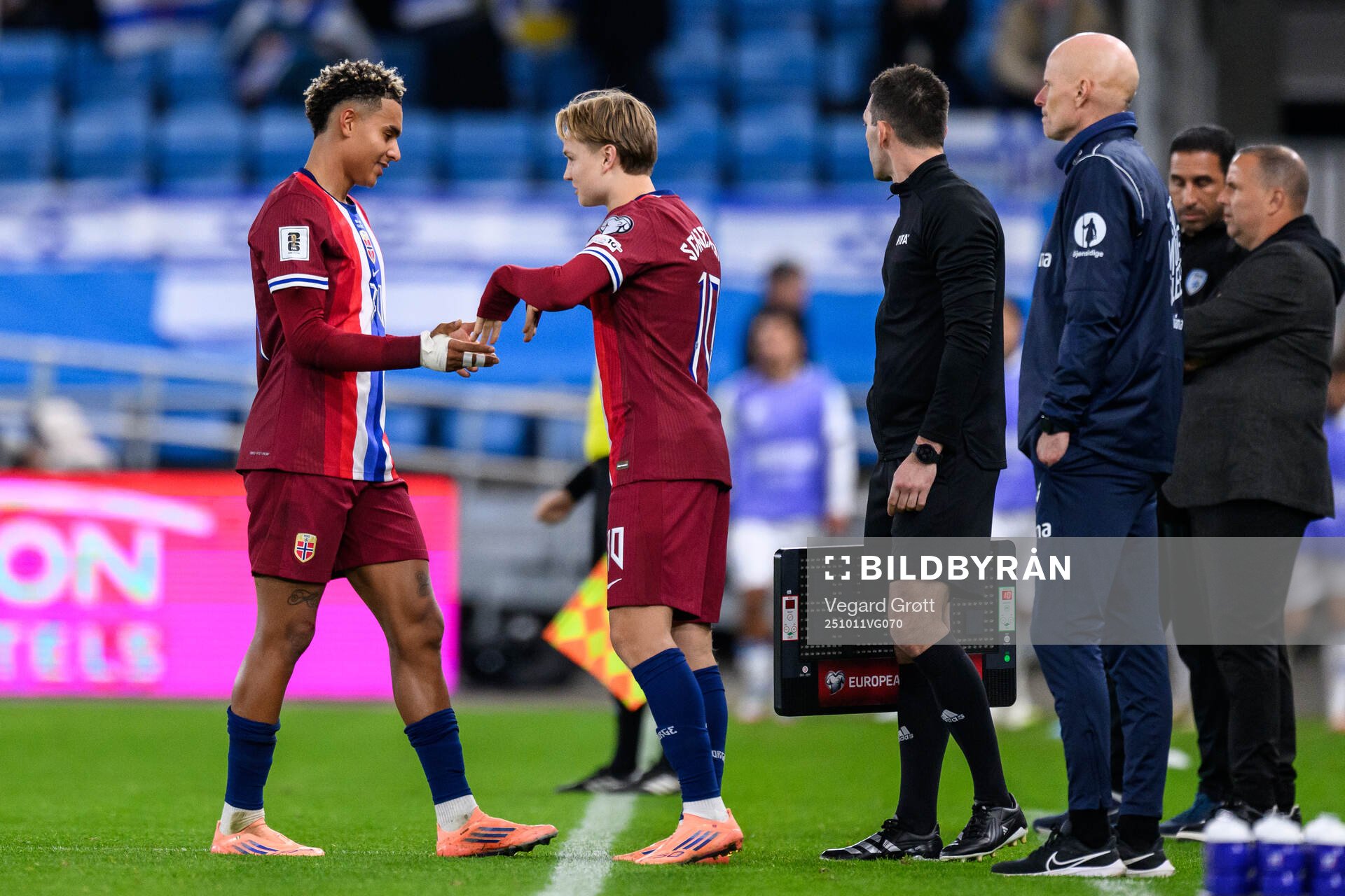 Antonio Nusa and Andreas Schjelderup of Norway