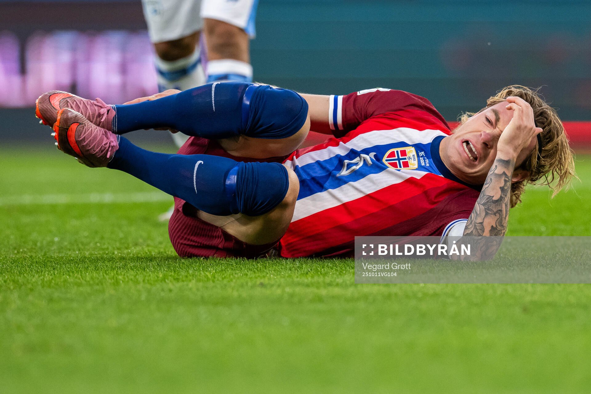 Patrick Berg of Norway in pain