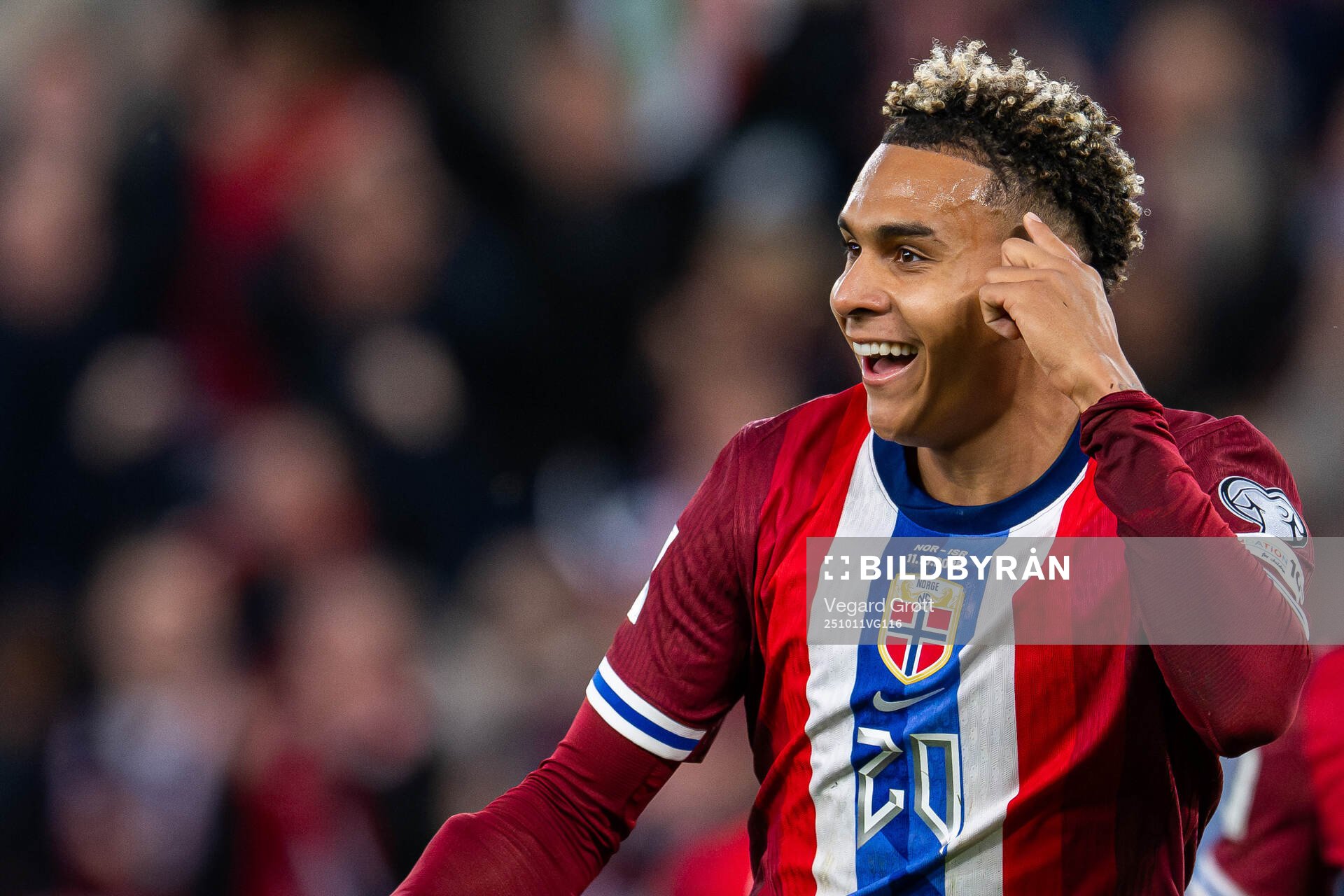 Antonio Nusa of Norway celebrates