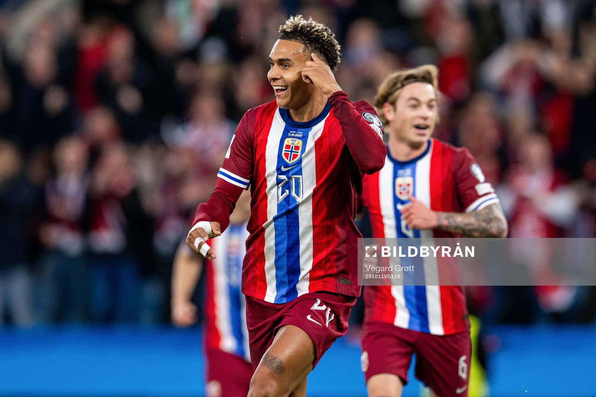 Antonio Nusa of Norway celebrates