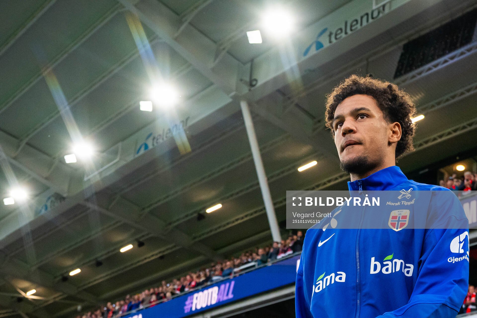 Oscar Bobb of Norway enters the pitch