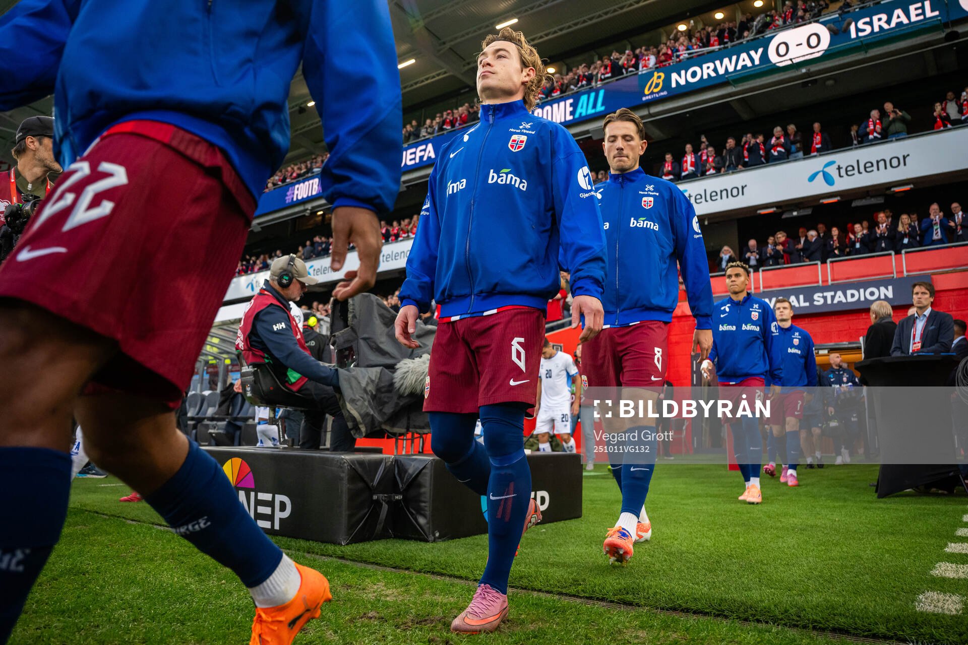 Patrick Berg of Norway enters the pitch
