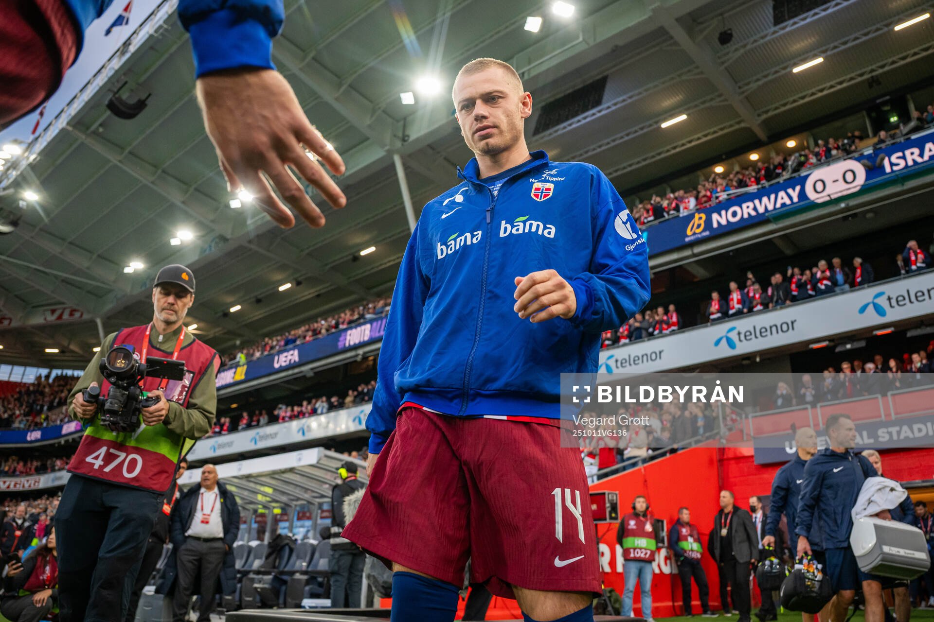 Julian Ryerson of Norway enters the pitch