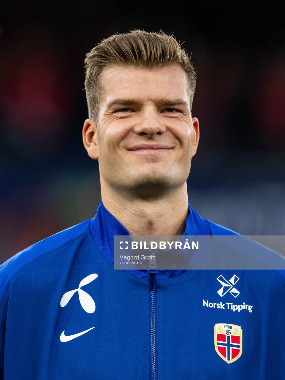 Alexander Sørloth of Norway line up