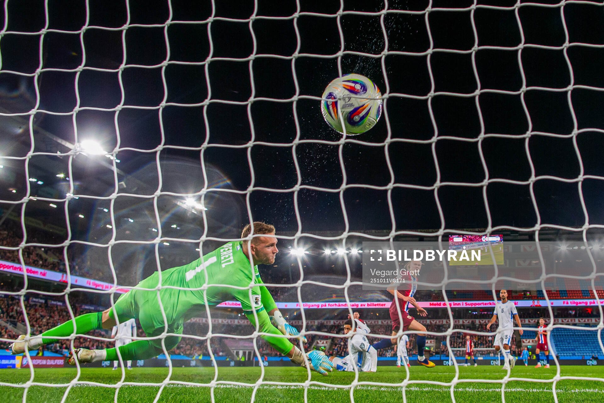 Erling Braut Haaland of Norway scores the 4-0 goal past