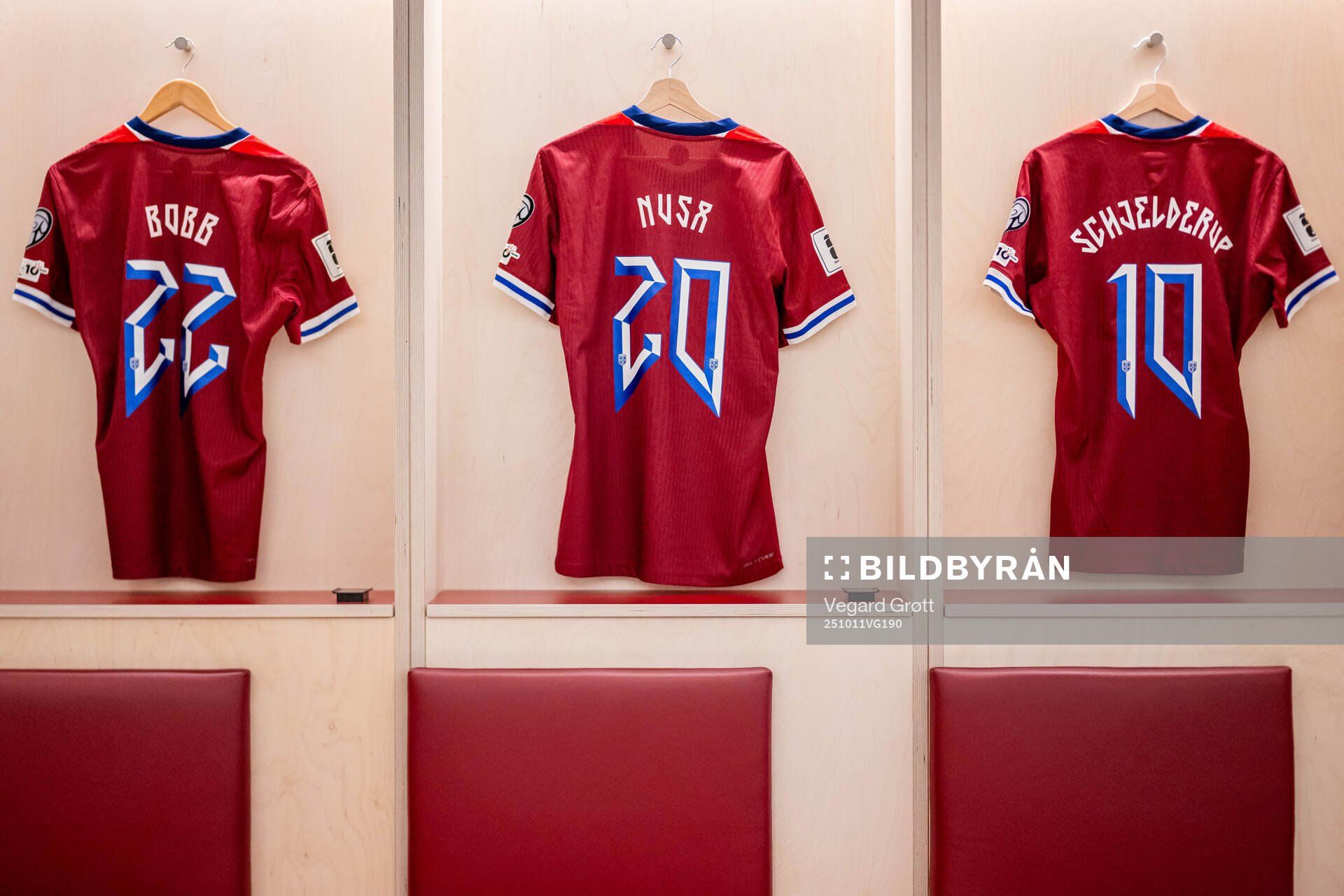 The kits of Oscar Bobb, Antonio Nusa and Andreas