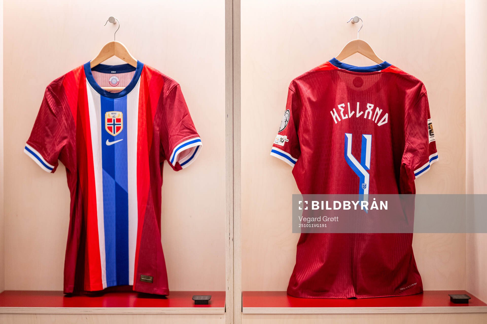 The kit of Eivind Helland of Norway in the dressing room