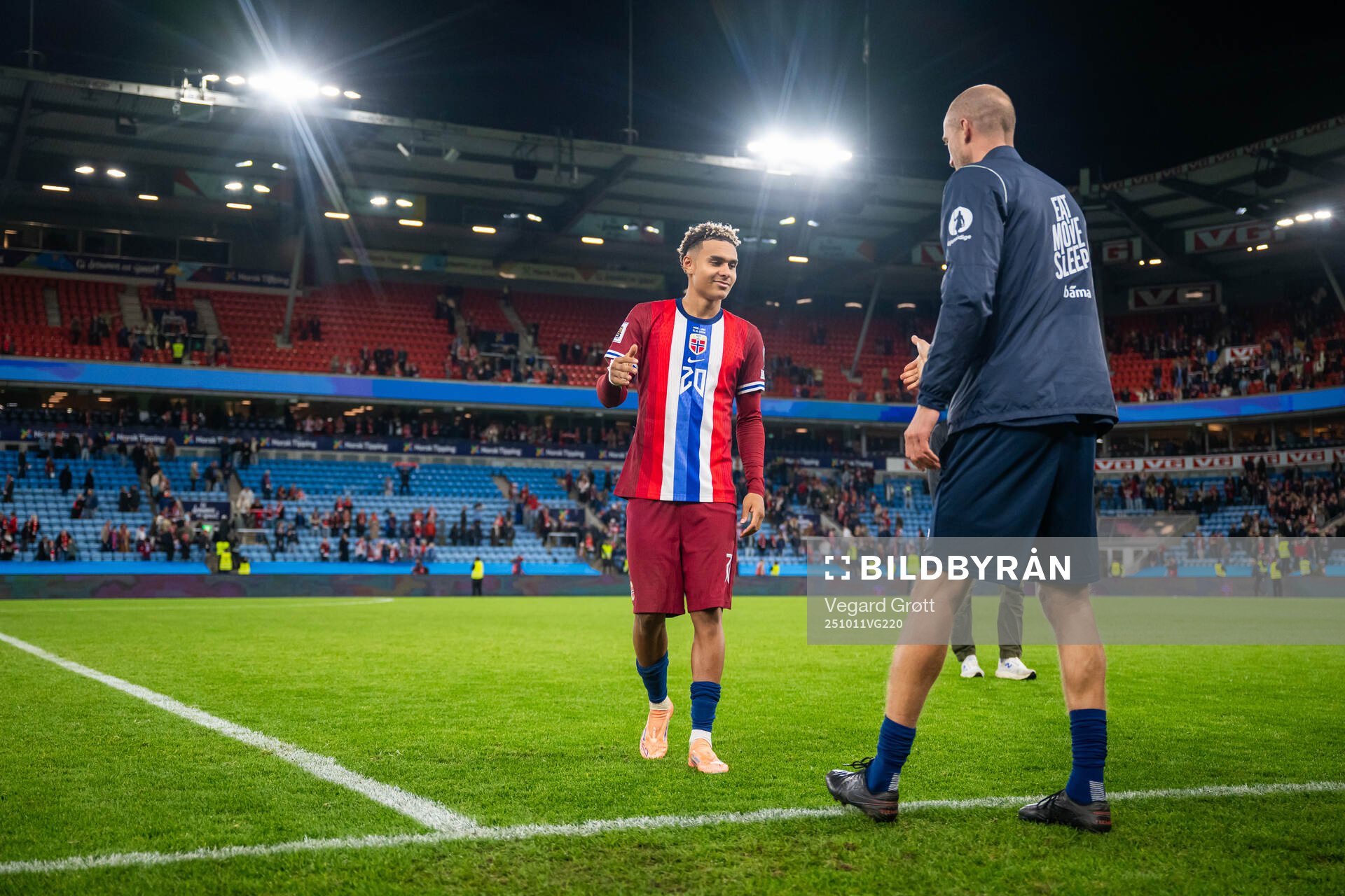 Antonio Nusa and Brede Hangeland, player manager of Norway