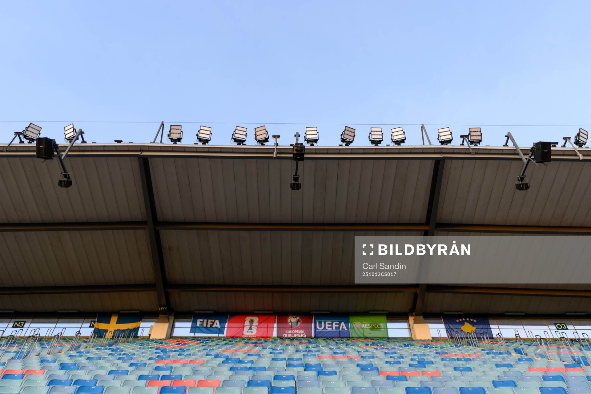 The flags of Sweden and Kosovo in the arena