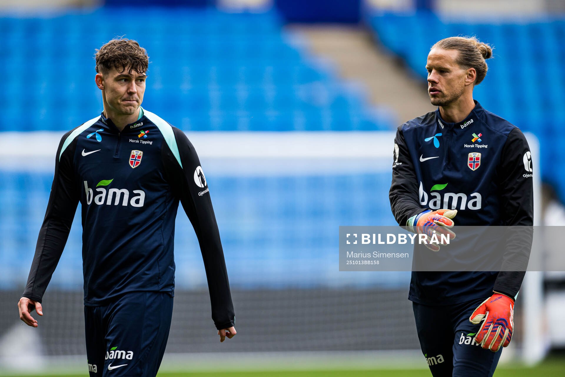 Jørgen Larsen and goalkeeper Ørjan Nyland of the