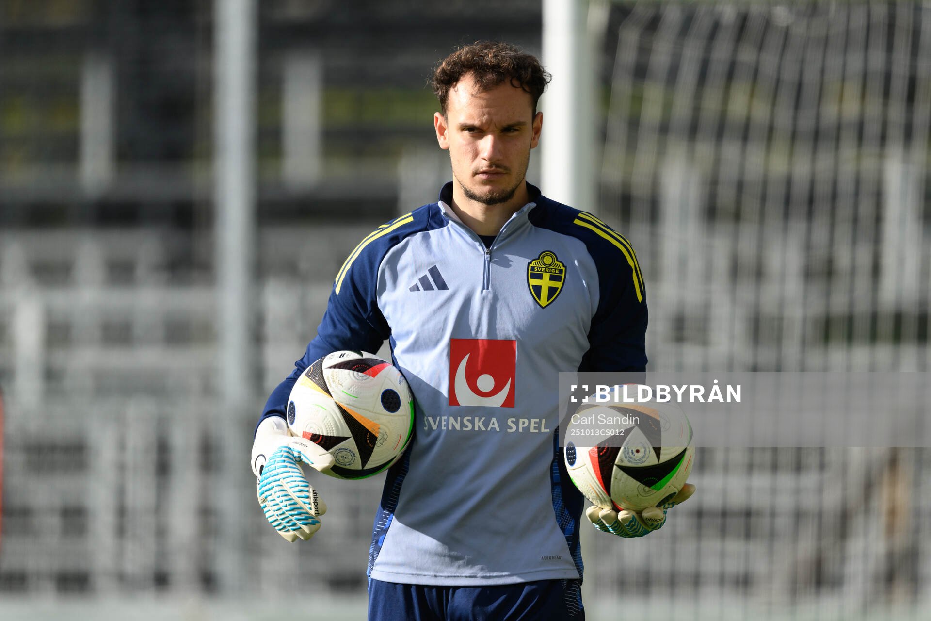 Goalkeeper Elis Bishesari of the Swedish under-21 national