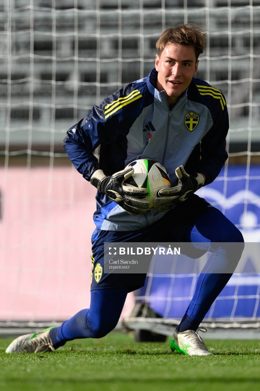 Goalkeeper Simon Eriksson of the Swedish under-21 national