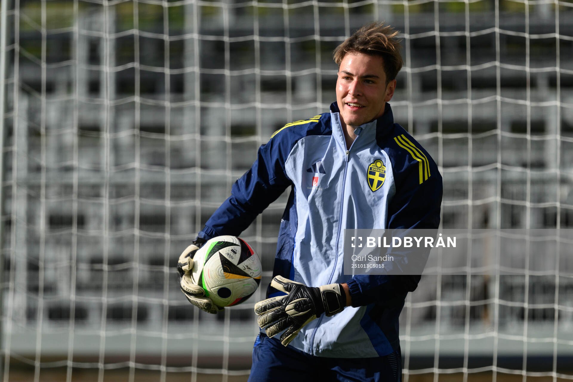 Goalkeeper Simon Eriksson of the Swedish under-21 national