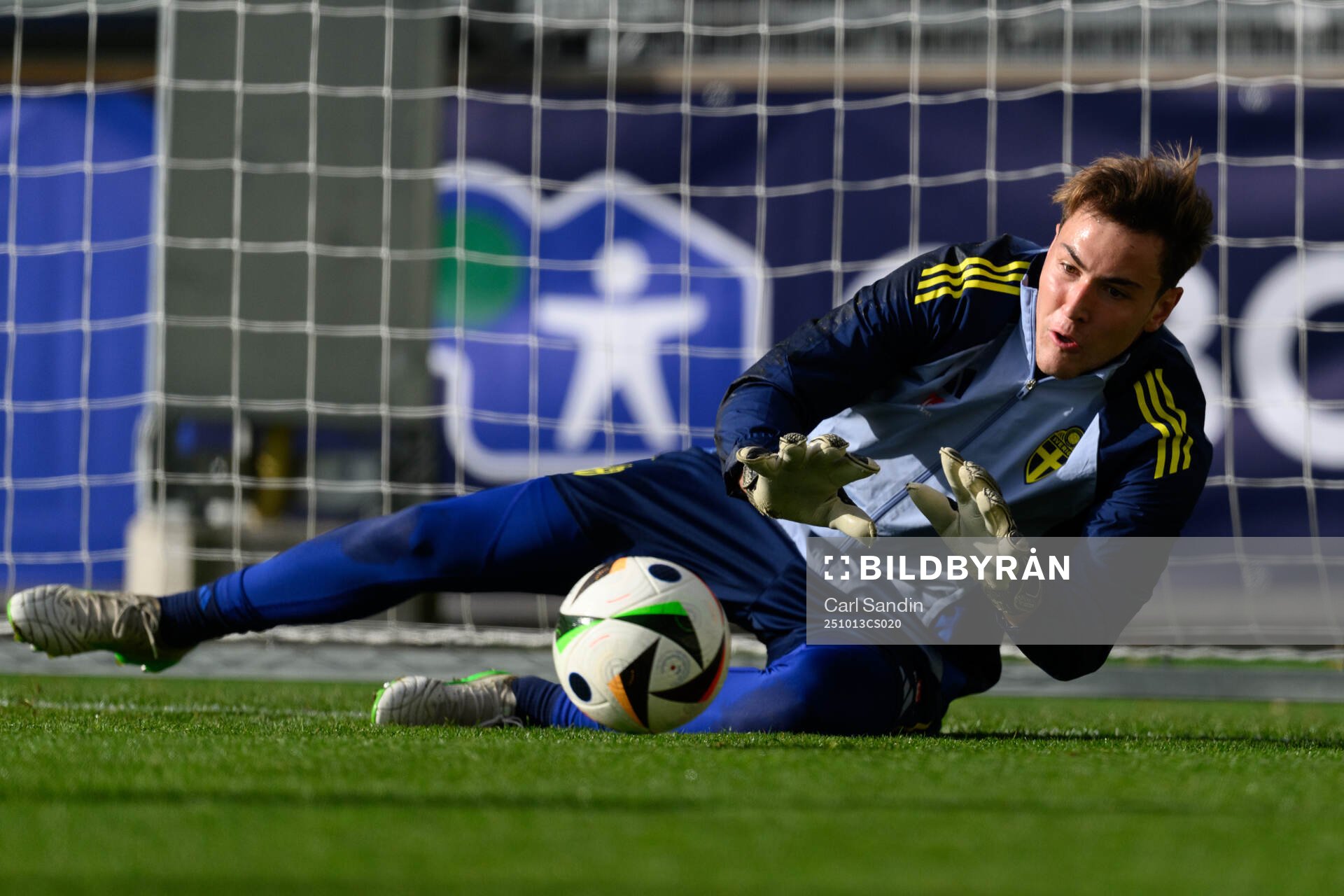 Goalkeeper Simon Eriksson of the Swedish under-21 national