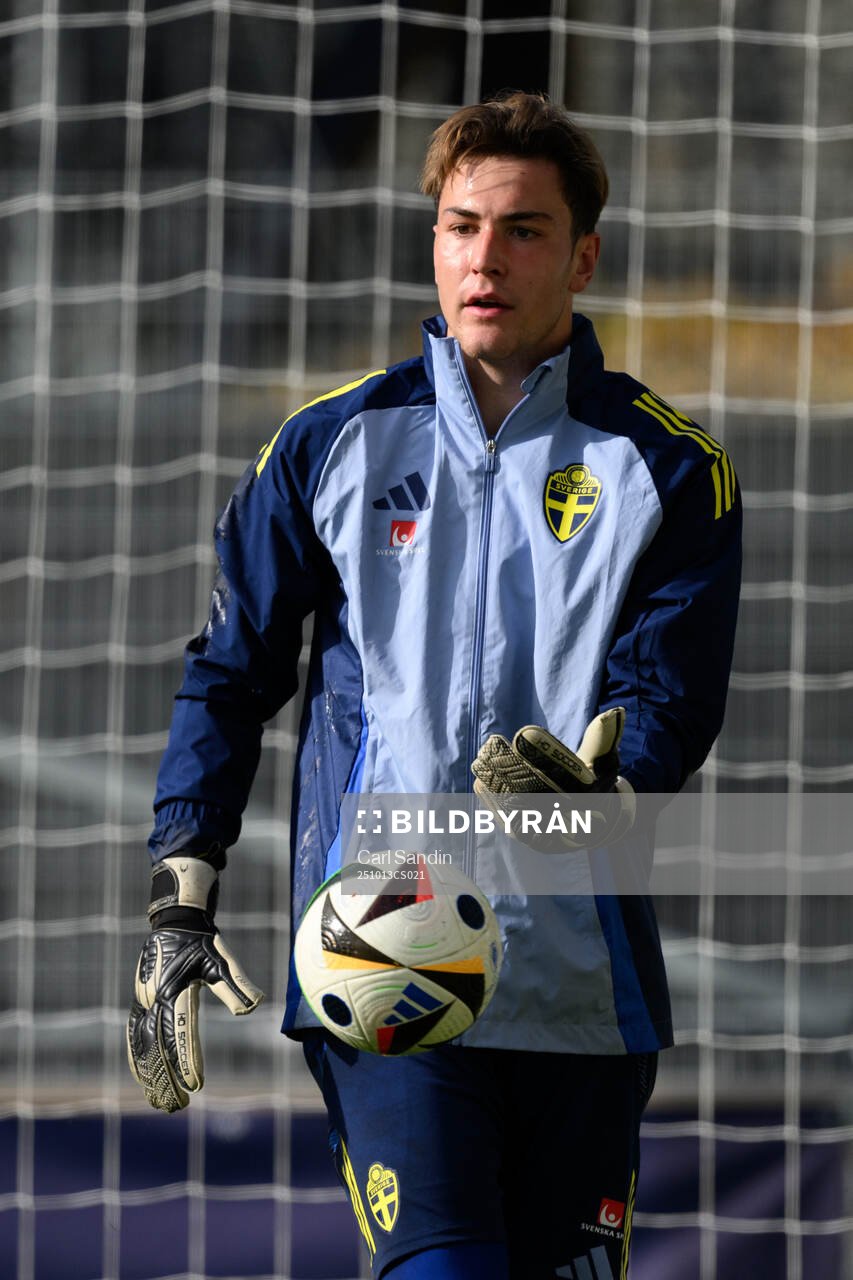 Goalkeeper Simon Eriksson of the Swedish under-21 national