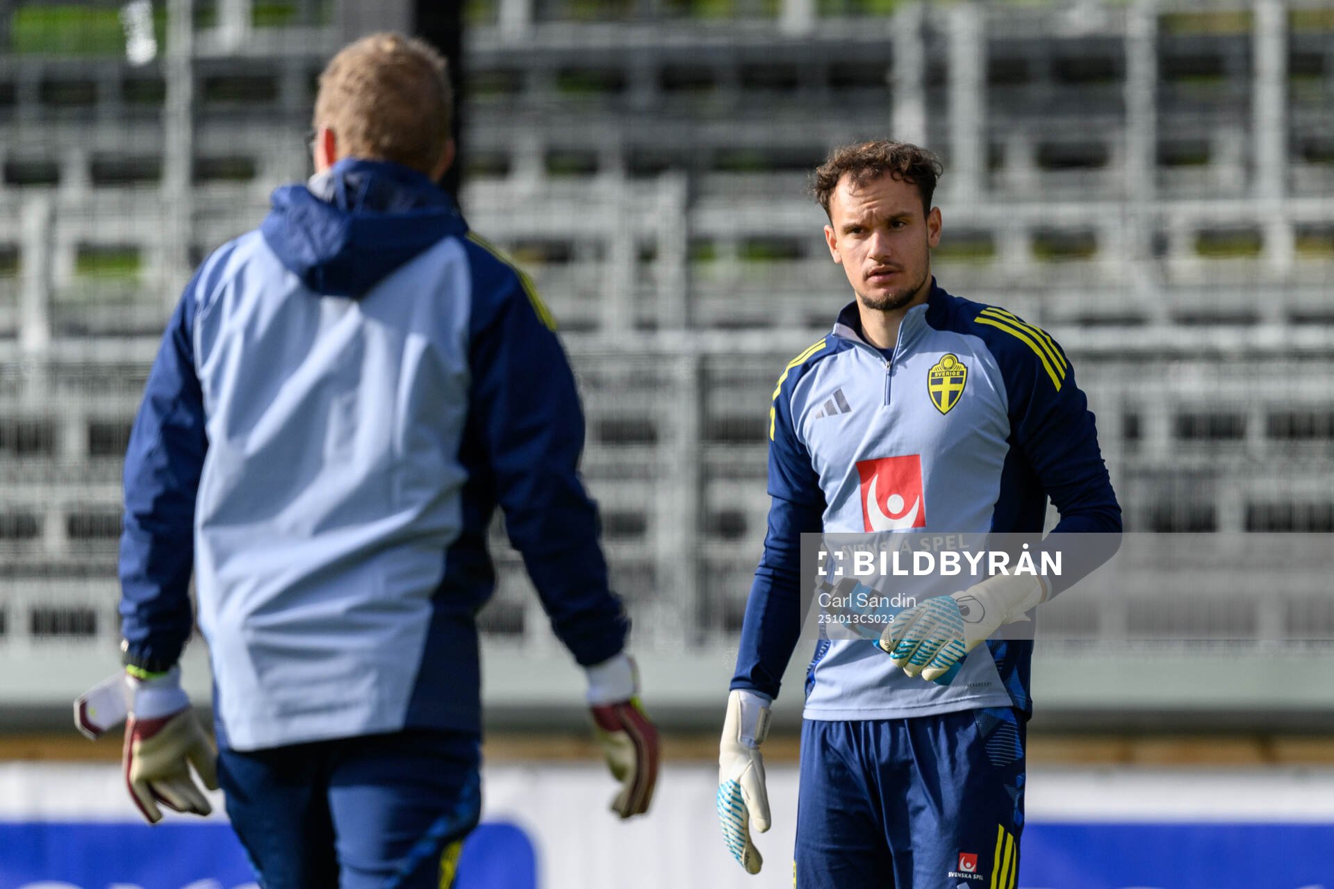 Goalkeeper Elis Bishesari of the Swedish under-21 national