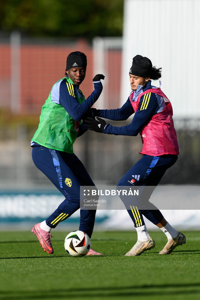 Alieu Nije and Amin Boudri of the Swedish under-21 national