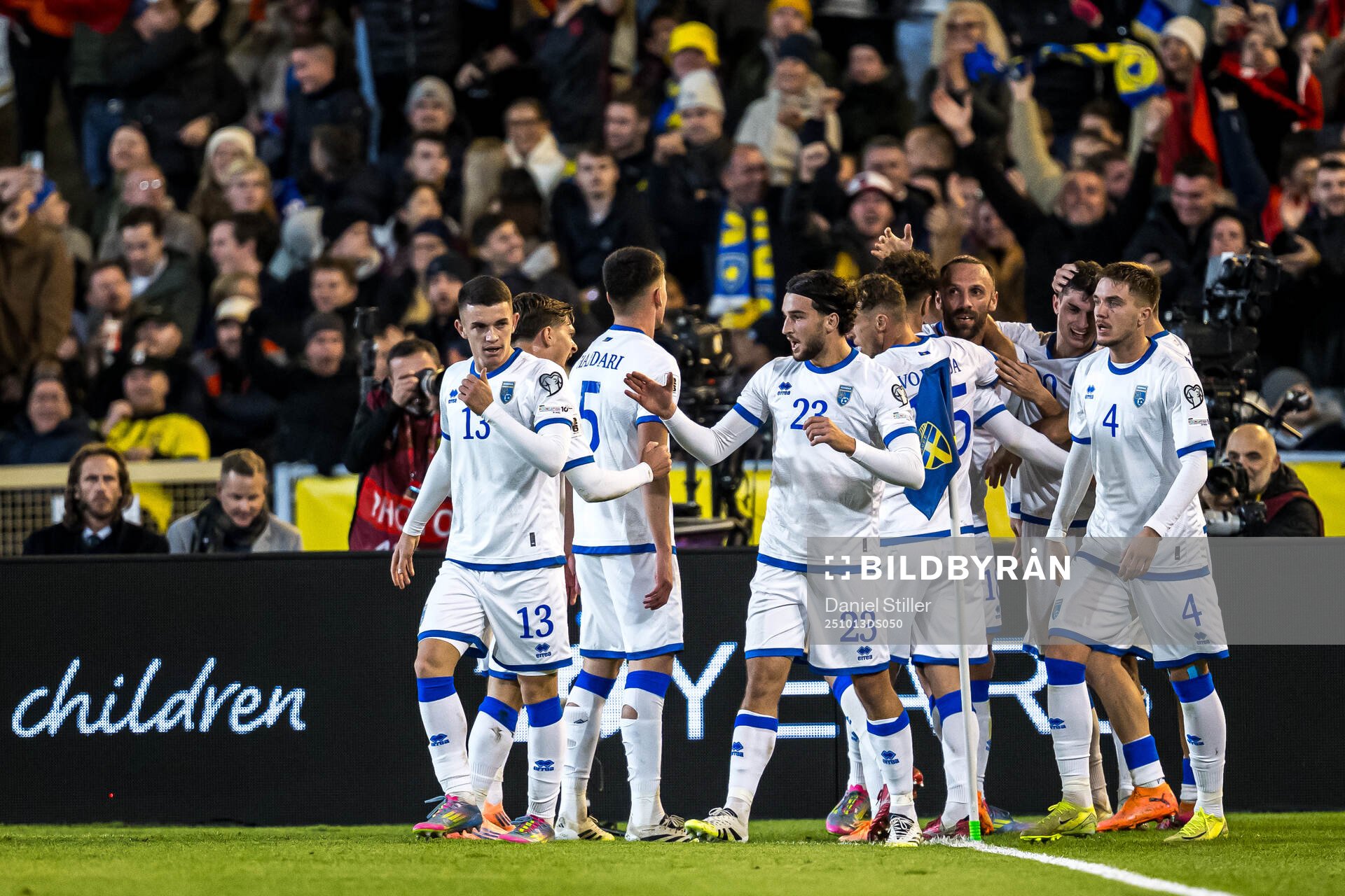 Fisnik Asllani of Kosovo celebrate with teammates the 0-1