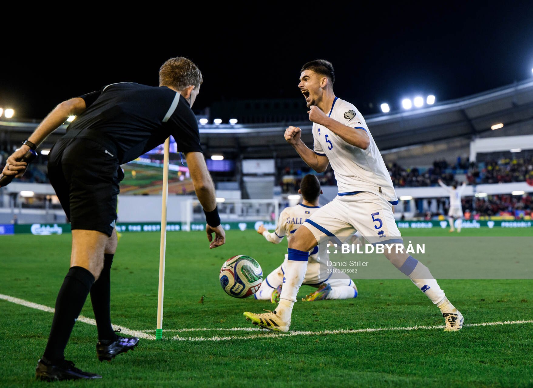 Albian Hajdari of Kosovo celebrates