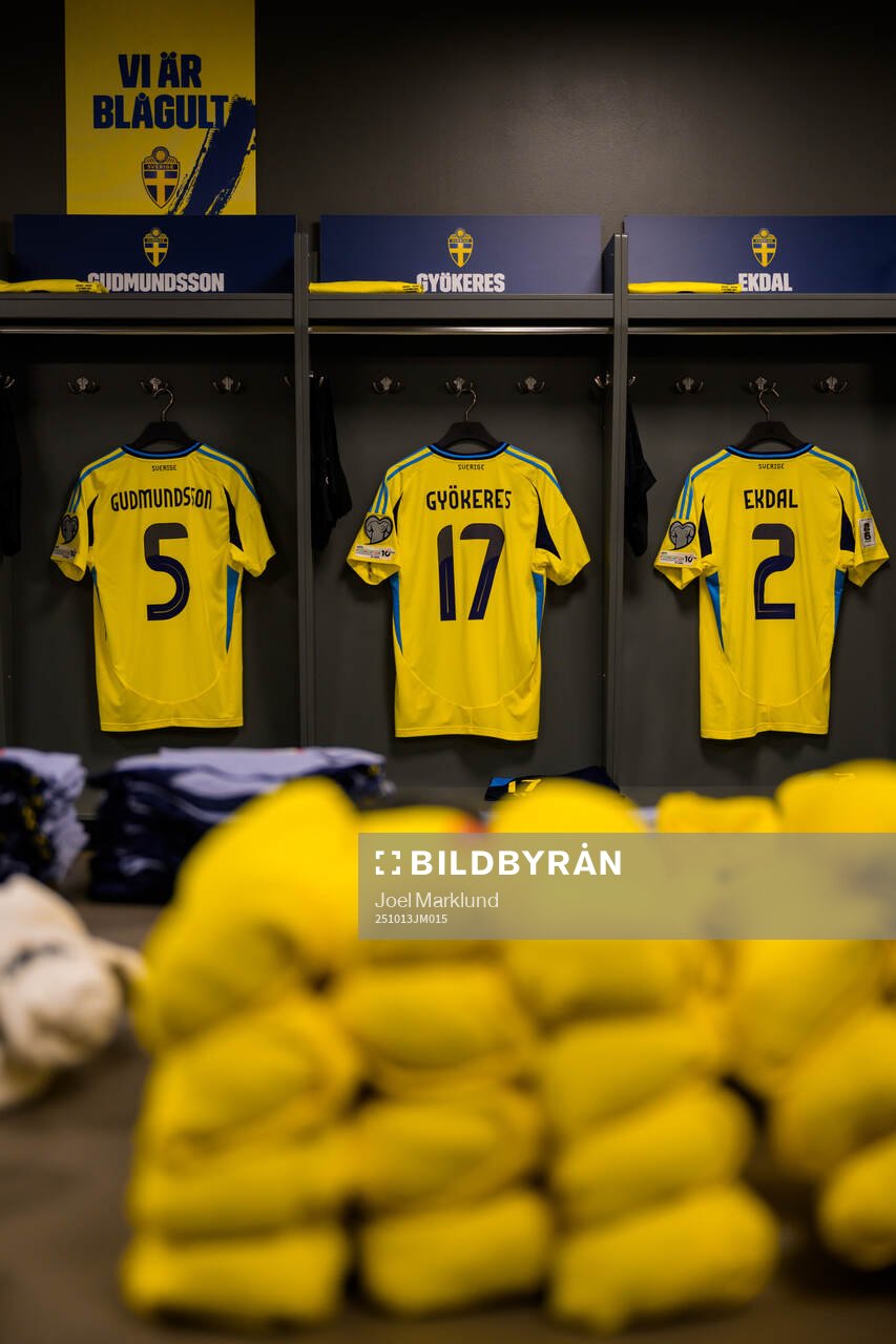 The jerseys of Gabriel Gudmundsson, Viktor Gyökeres and